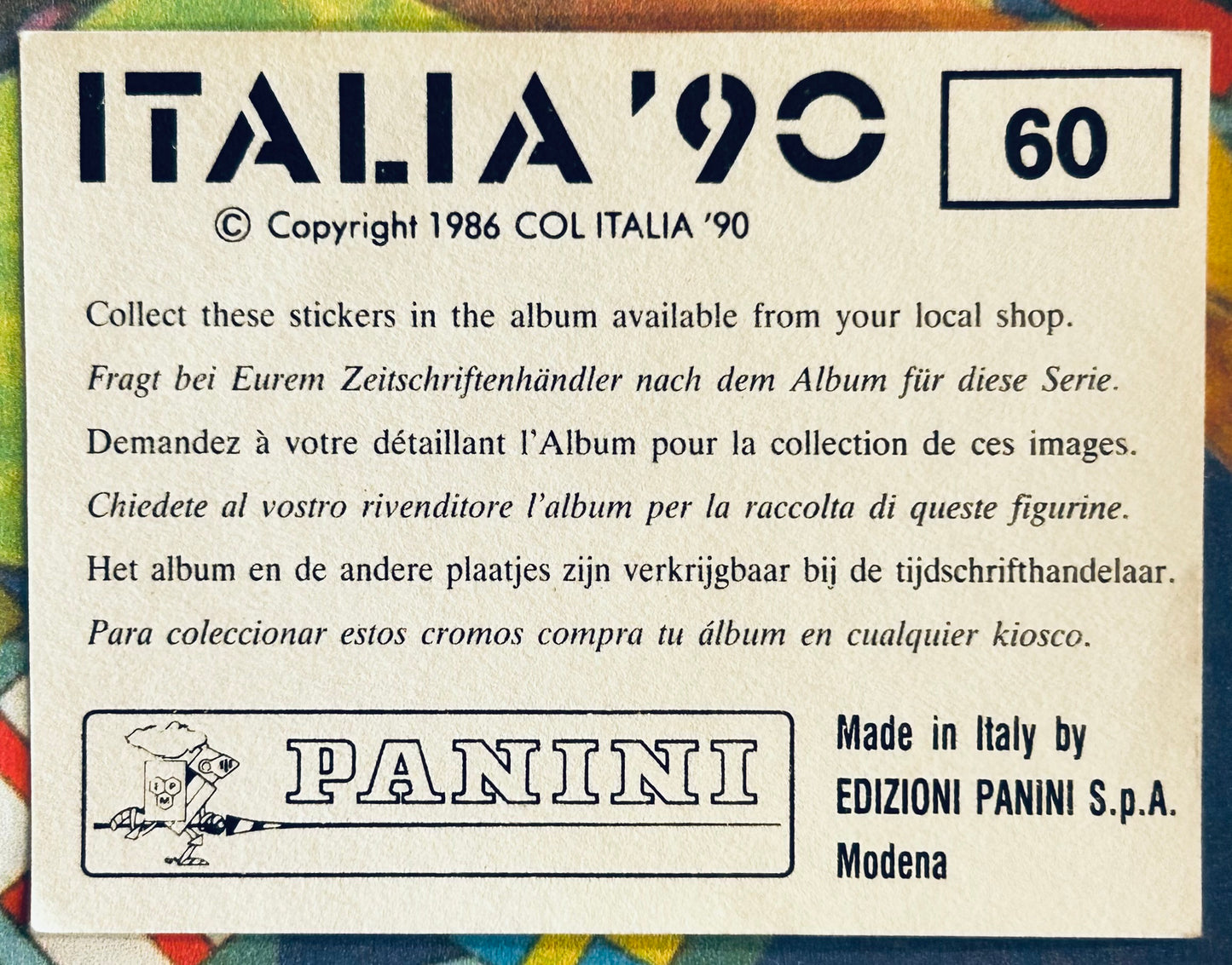 Panini FIFA World Cup Italia 90 Sticker - TEAM PHOTO (AUSTRIA) #60