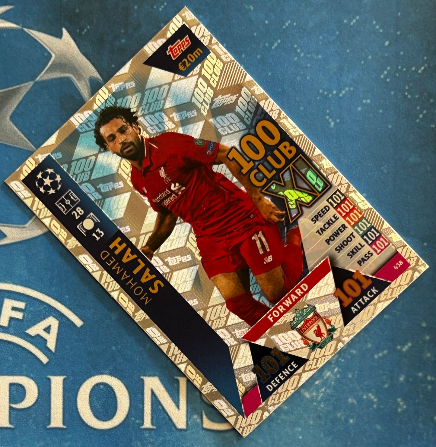Topps Match Attax UEFA Champions League 2018-19 - MOHAMED SALAH (LIVERPOOL) 100 Club Foil Insert #438