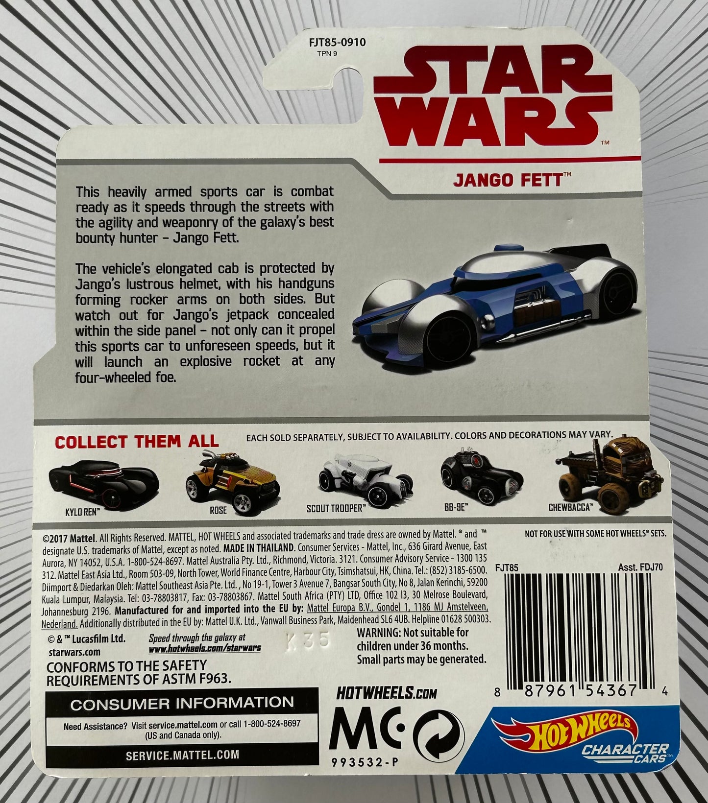 Mattel Hot Wheels Diecast Character Cars 1:64 - Jango Fett Star Wars