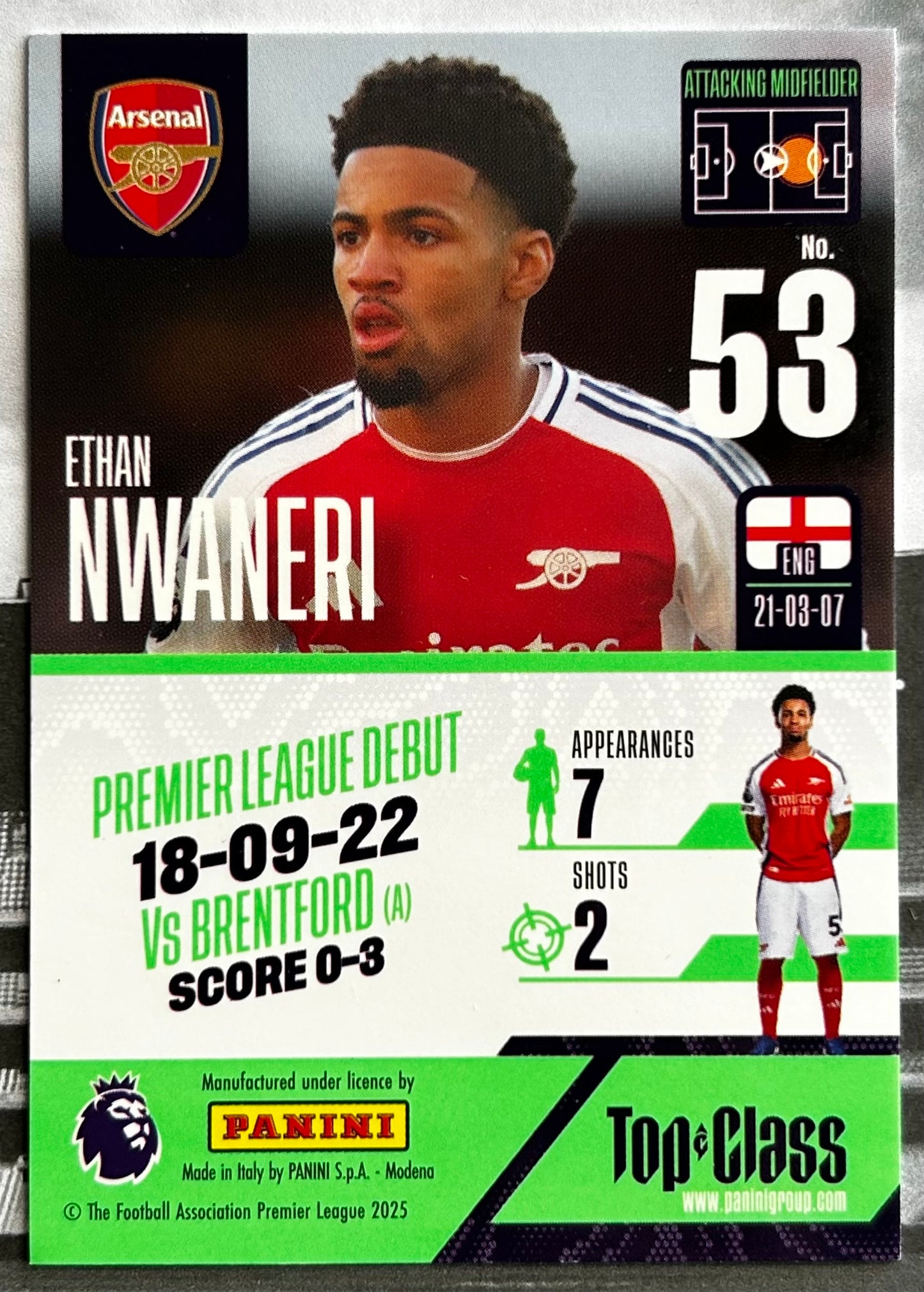 Panini Top Class 2025 - ETHAN NWANERI (ARSENAL) Future Star #251