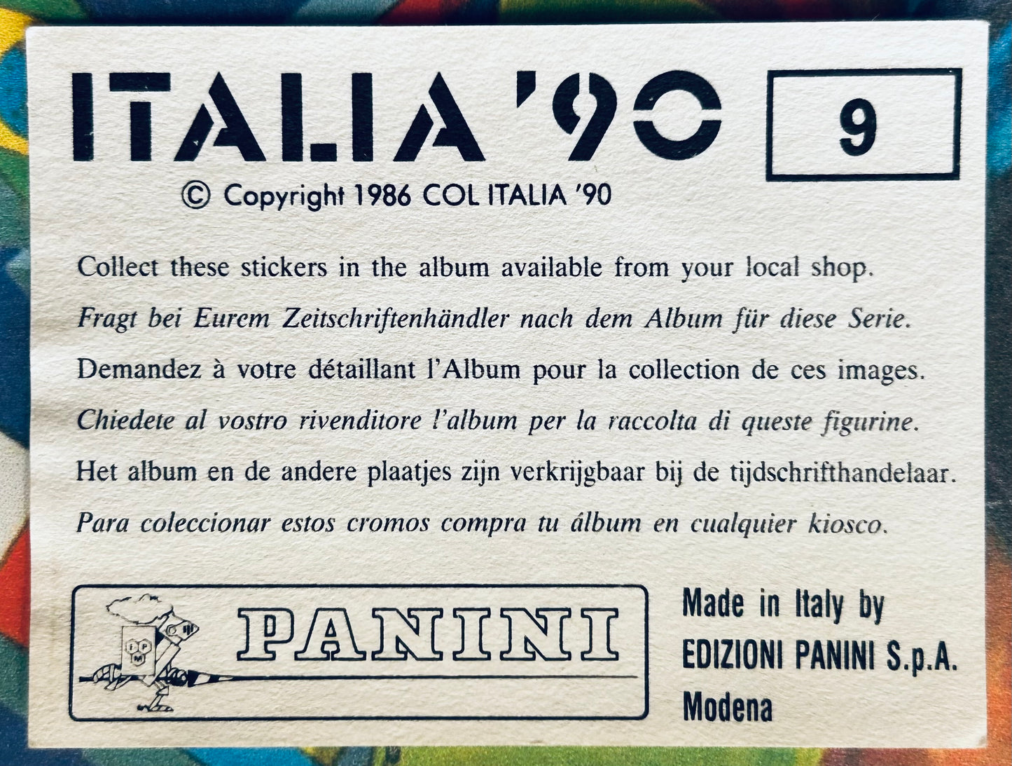 Panini FIFA World Cup Italia 90 Sticker - ROMA STADIO OLIMPICO #9