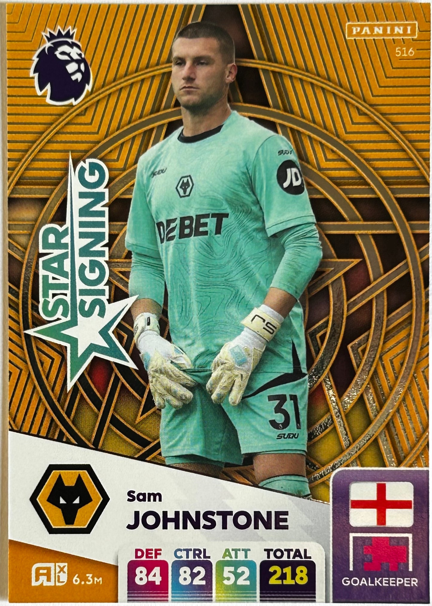 Panini Adrenalyn XL Premier League 2025 - SAM JOHNSTONE (WOLVES) Star Signing 516