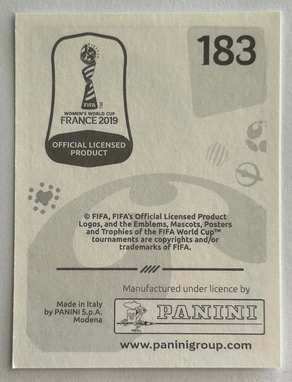 Panini FIFA Women's World Cup France 2019 - ALEX CHIDIAC (AUSTRALIA) Rookie RC Sticker #183