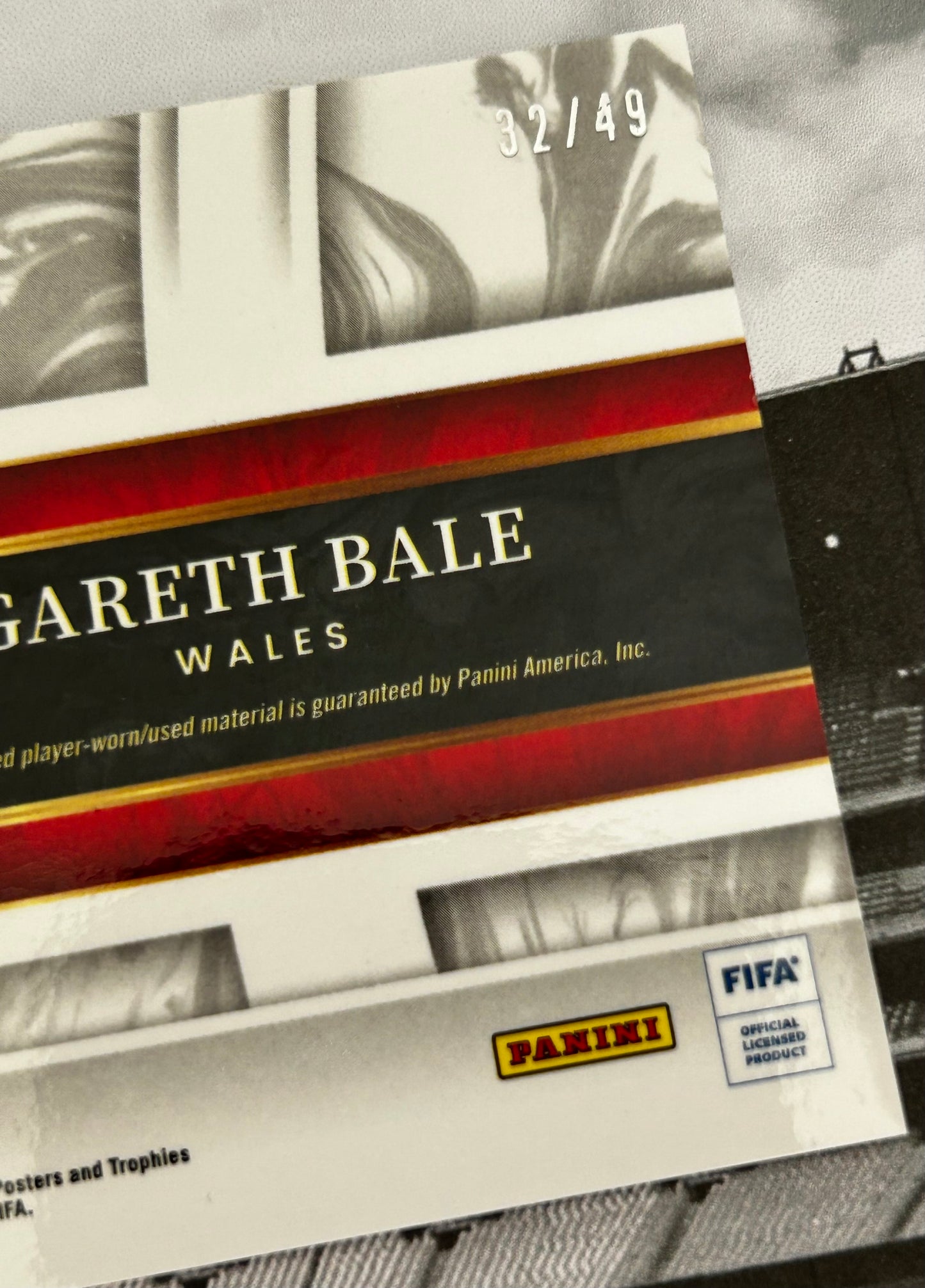 2022-23 Panini Select FIFA Soccer - GARETH BALE (WALES) Player-Worn Patch Purple Prizm #SM-GBE /49 *See Condition Note*