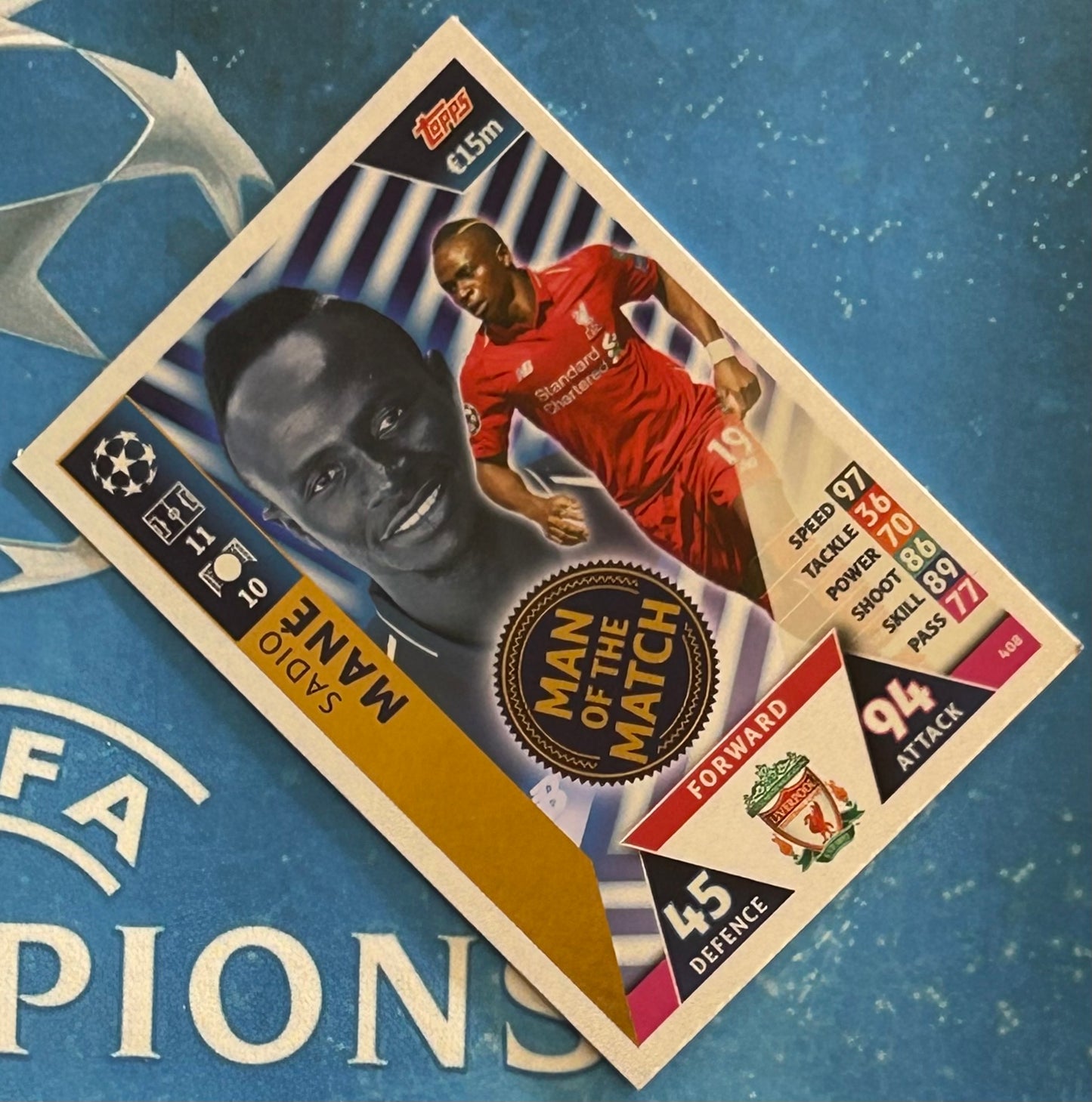 Topps Match Attax UEFA Champions League 2018-19 - SADIO MANE (LIVERPOOL) Man of the Match Foil Insert #408