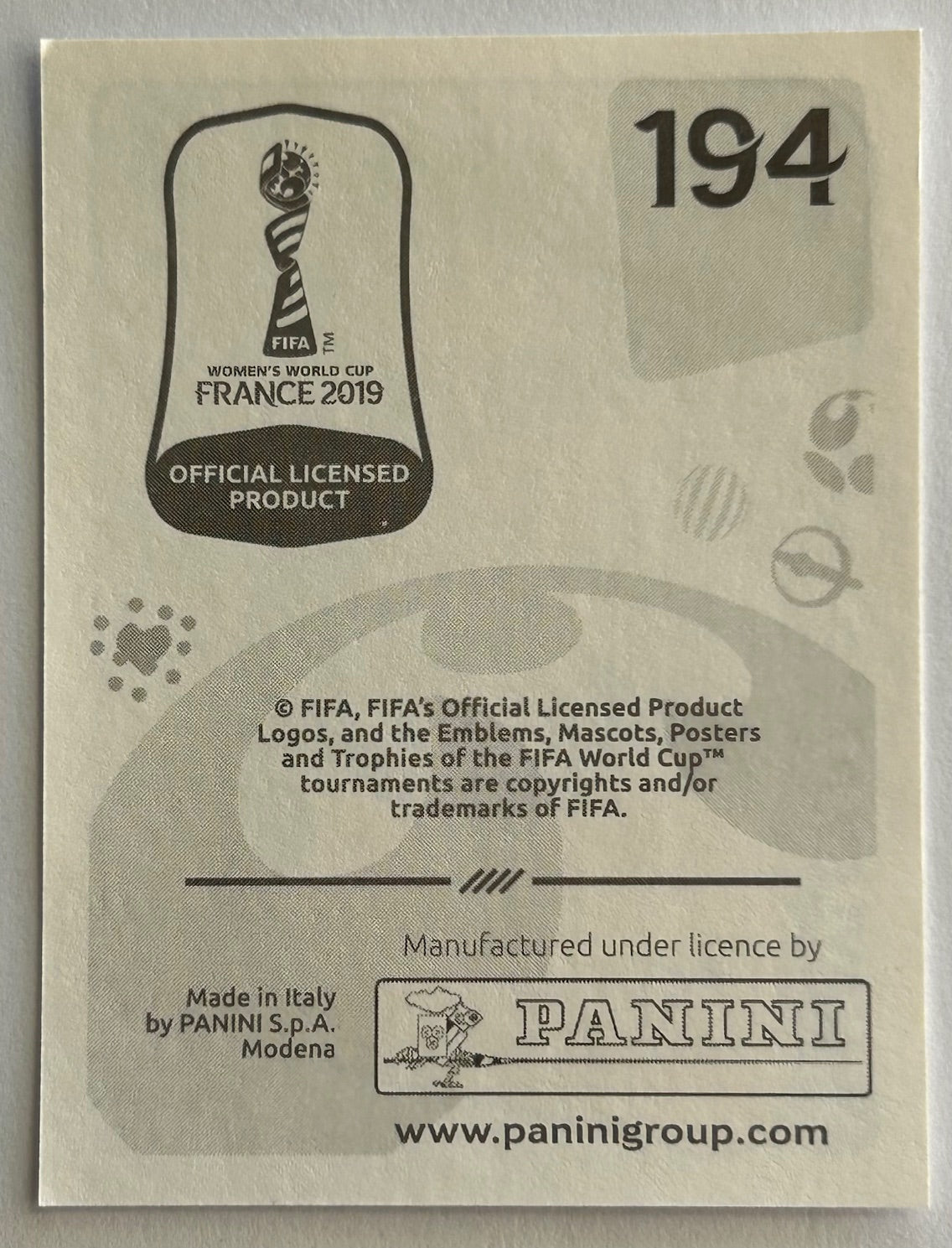 Panini FIFA Women's World Cup France 2019 - HAYLEY RASO (AUSTRALIA) Rookie RC Sticker #194