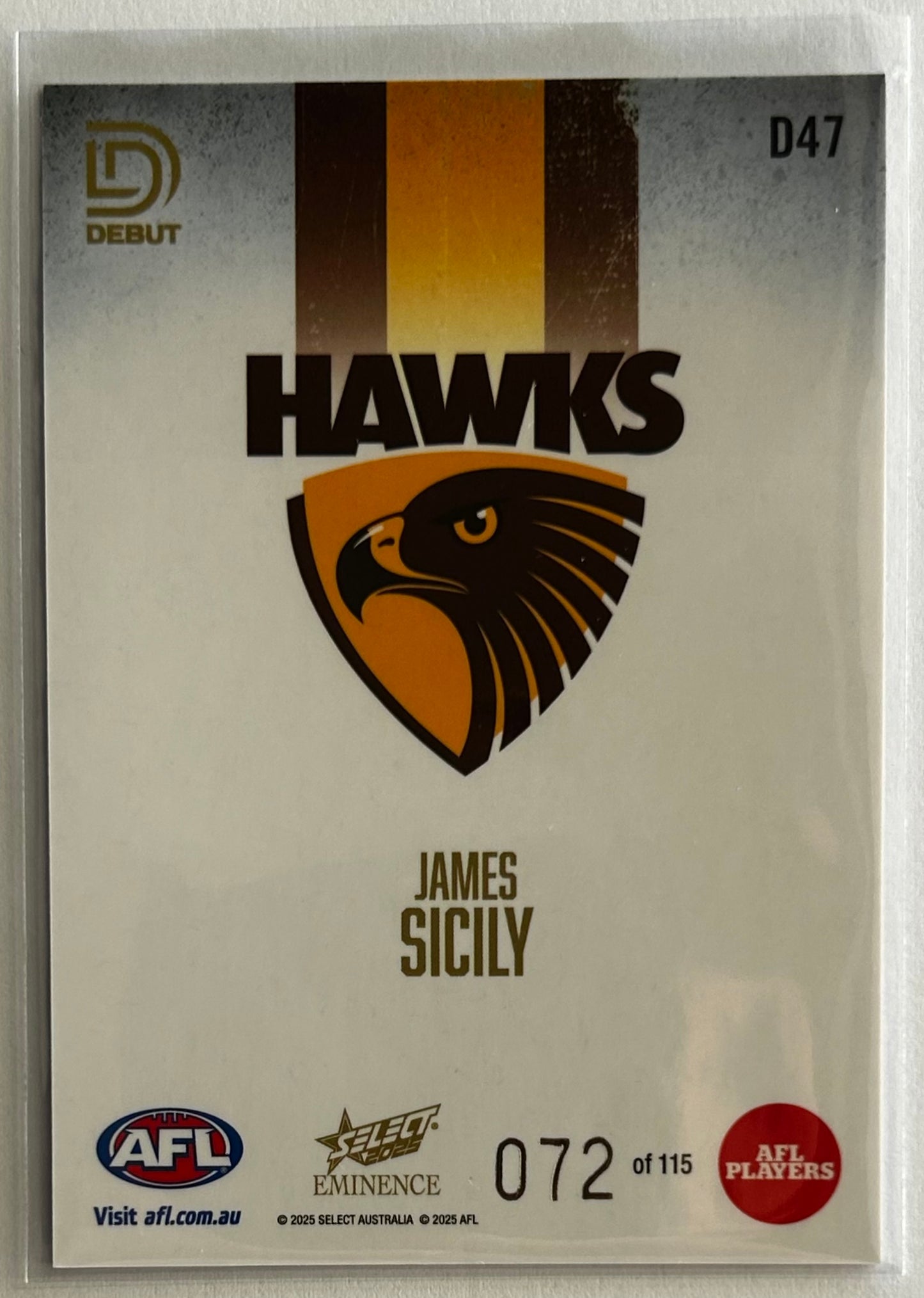 2025 AFL Select Eminence - JAMES SICILY (HAWTHORN) Debut /115 D47