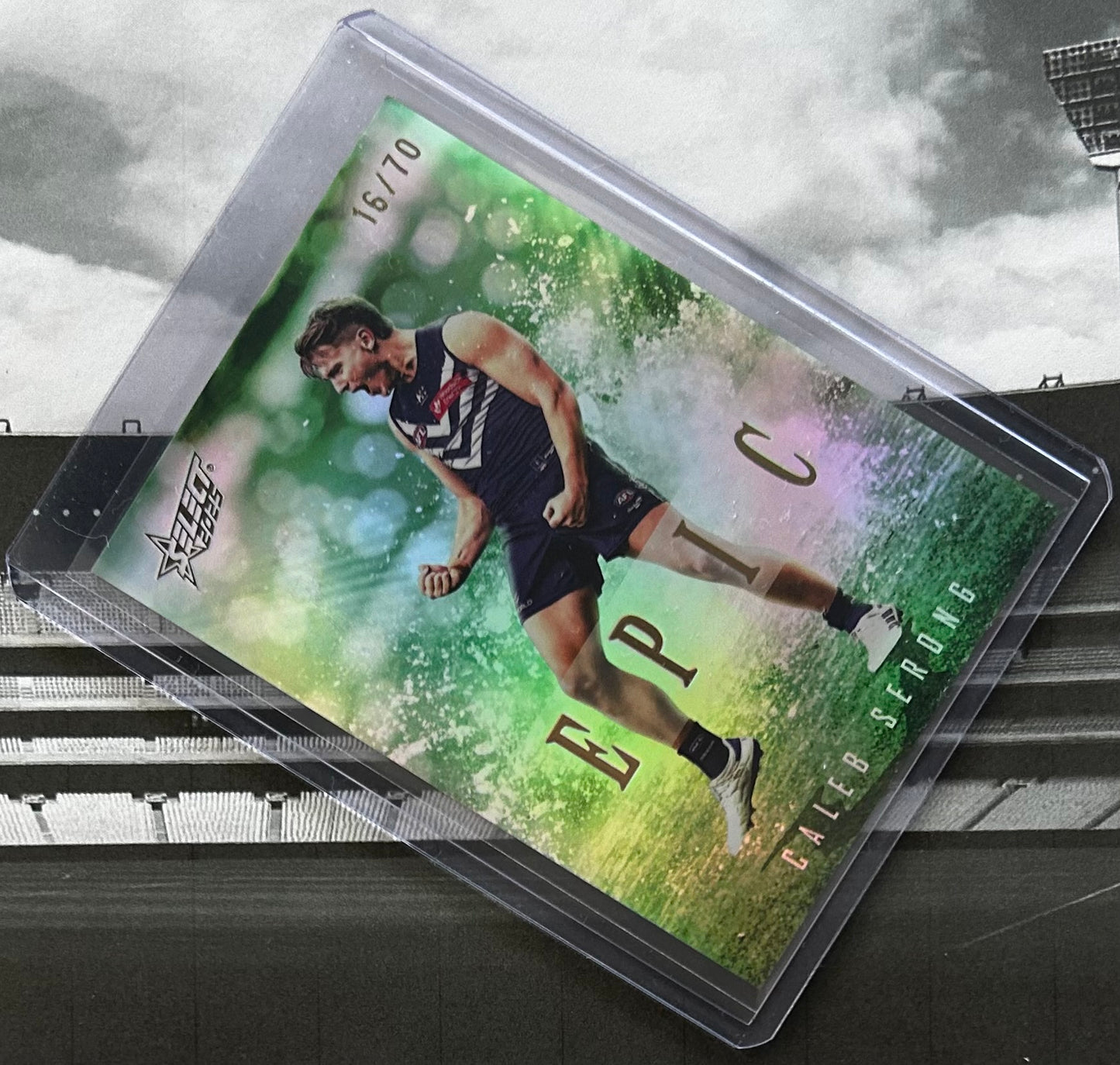 Select AFL 2025 Footy Stars - CALEB SERONG (FREMANTLE DOCKERS) Epic Green Instant Win EP11