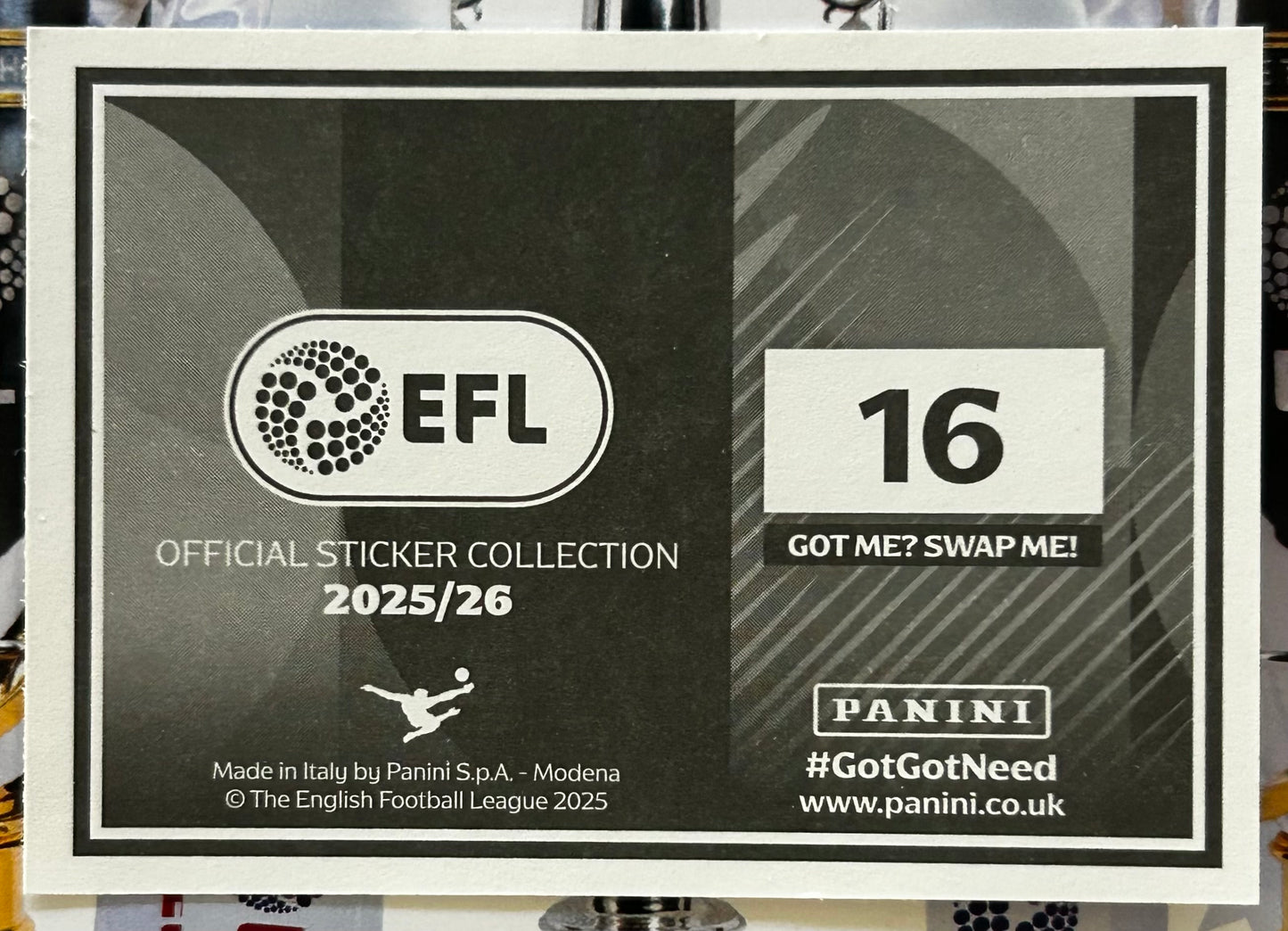Panini EFL 2025-26 Sticker Collection - LEAGUE TWO PLAY-OFF FINAL (AFC WIMBLEDON) #16