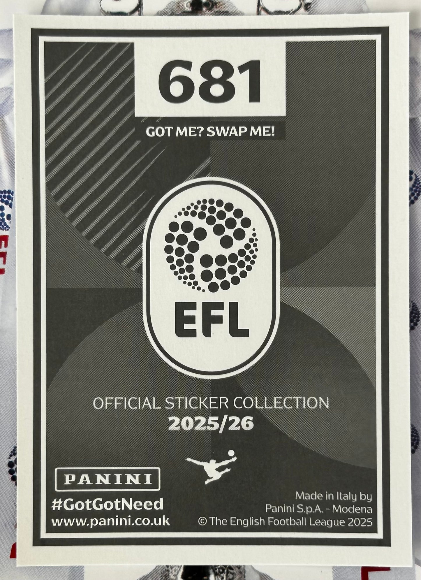 Panini EFL 2025-26 Sticker Collection - HARVEY ELLIOTT (BLACKBURN ROVERS) Raised in the EFL #681