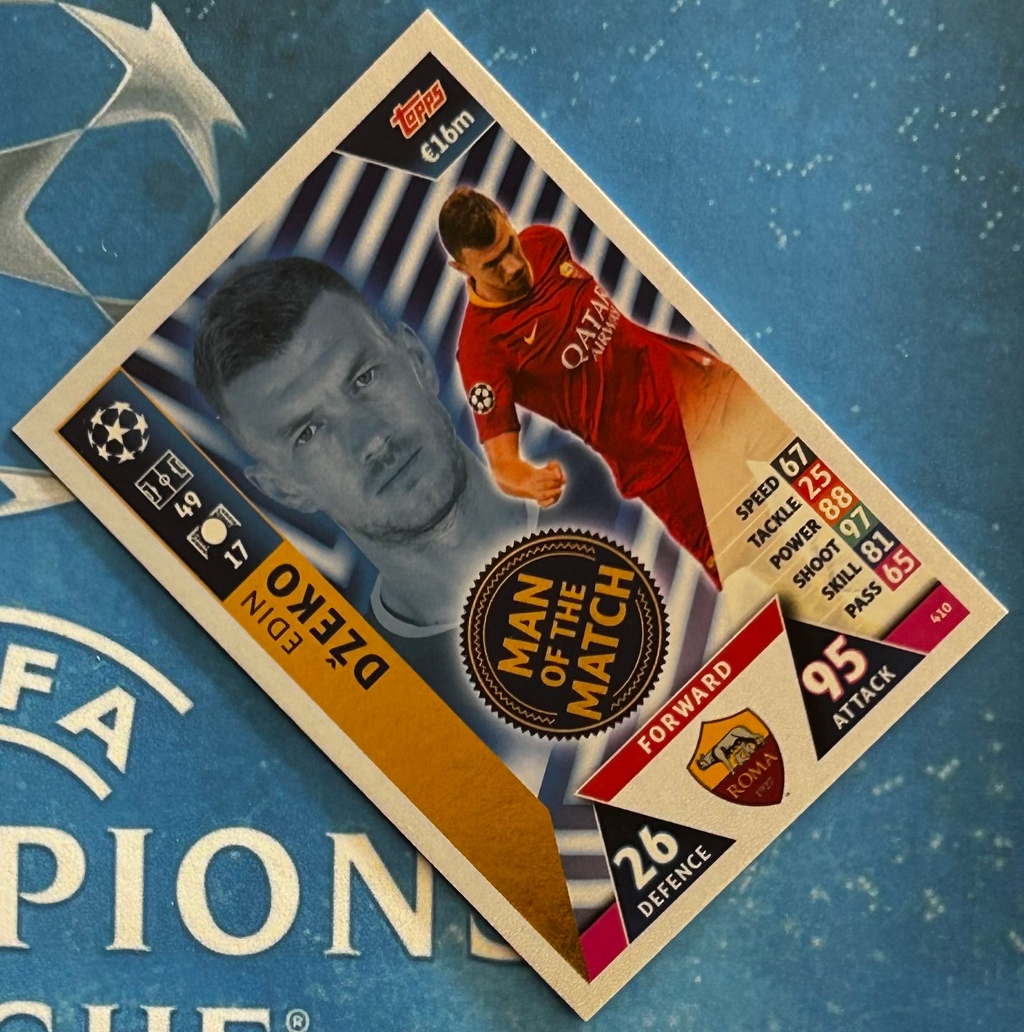 Topps Match Attax UEFA Champions League 2018-19 - EDIN DZEKO (AS ROMA) Man of the Match Foil Insert #410