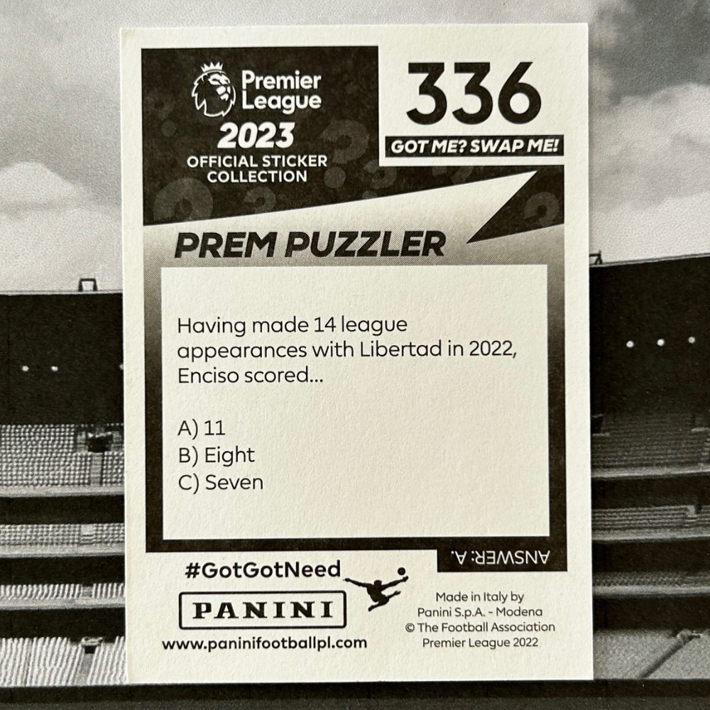 2023 Panini Premier League Sticker Collection - JULIO ENCISO (BRIGHTON) Rising Star #336