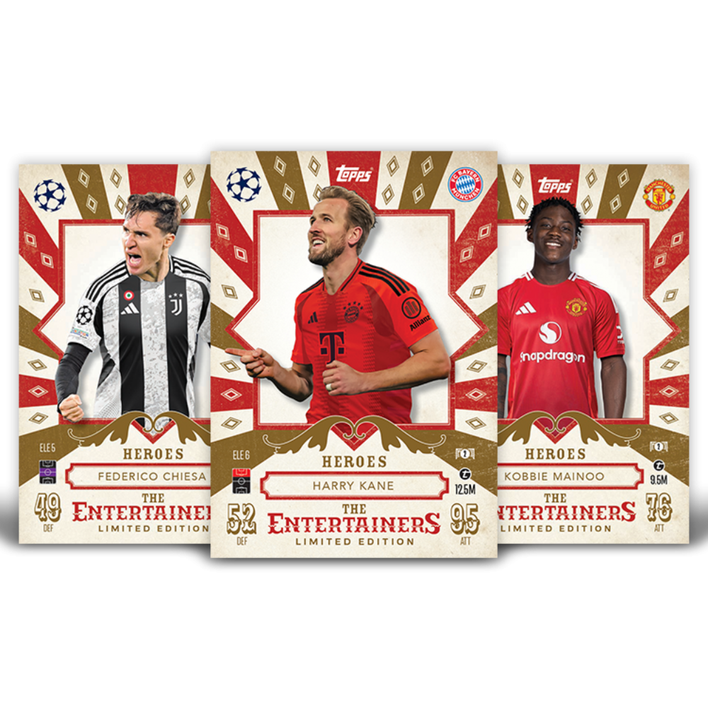 2024-25 Topps UCC Match Attax - THE ENTERTAINERS BOOSTER TIN #2 (28 Cards + 3 Hero Limited Editions)
