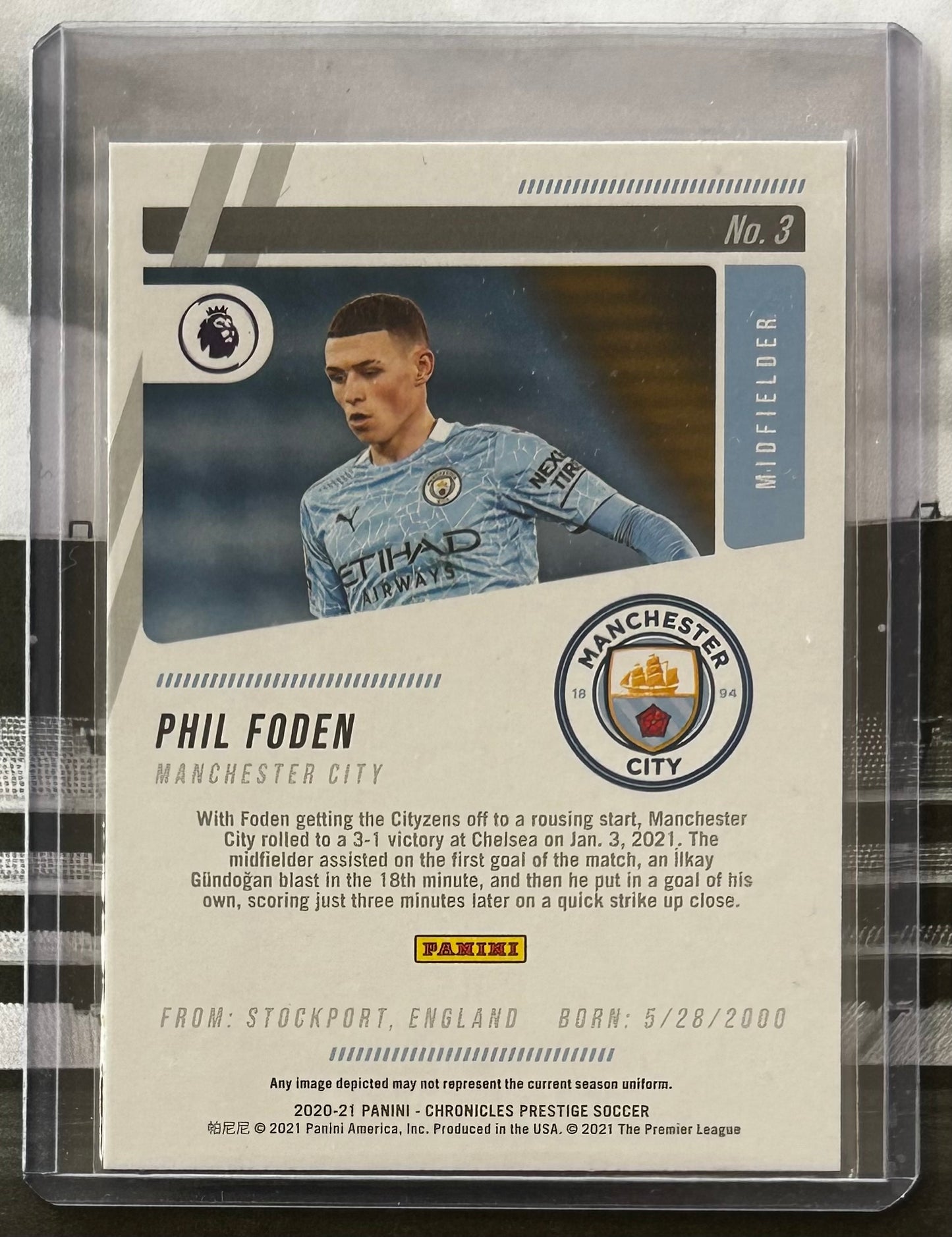 2020-21 Panini Chronicles Prestige Soccer - PHIL FODEN (MANCHESTER CITY) Prestige Xtra Points Purple Astro #3
