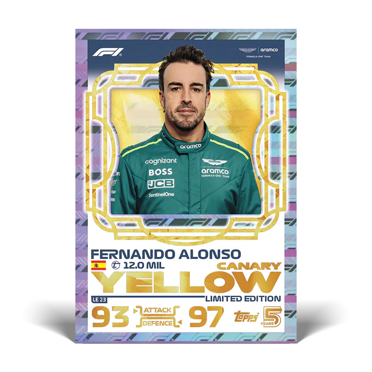 Topps F1 Turbo Attax 2024 - FERNANDO ALONSO (ASTON MARTIN) Canary Yellow Limited Edition LE23