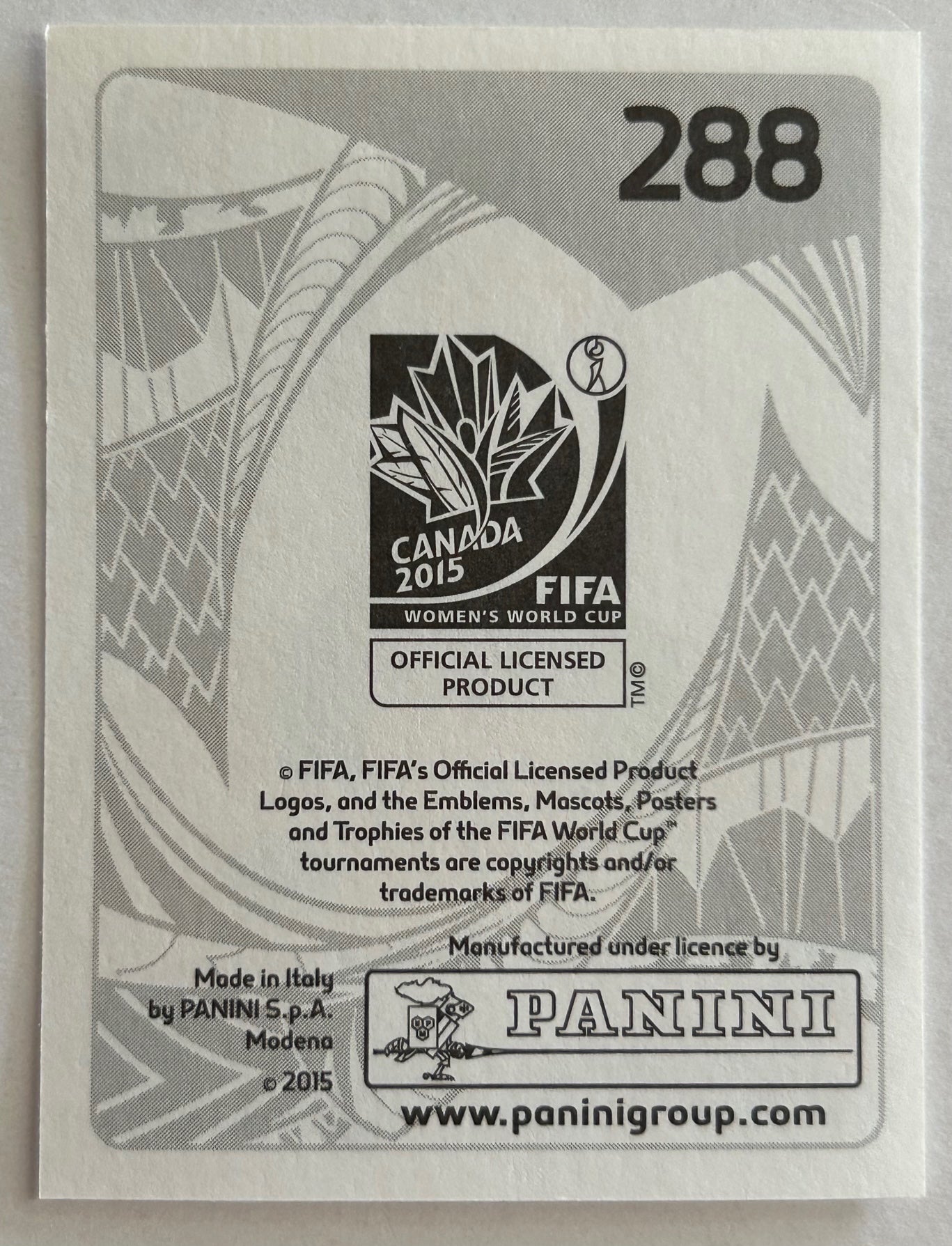 Panini FIFA Women's World Cup Canada 2015 - KYAH SIMON (AUSTRALIA) Sticker #288