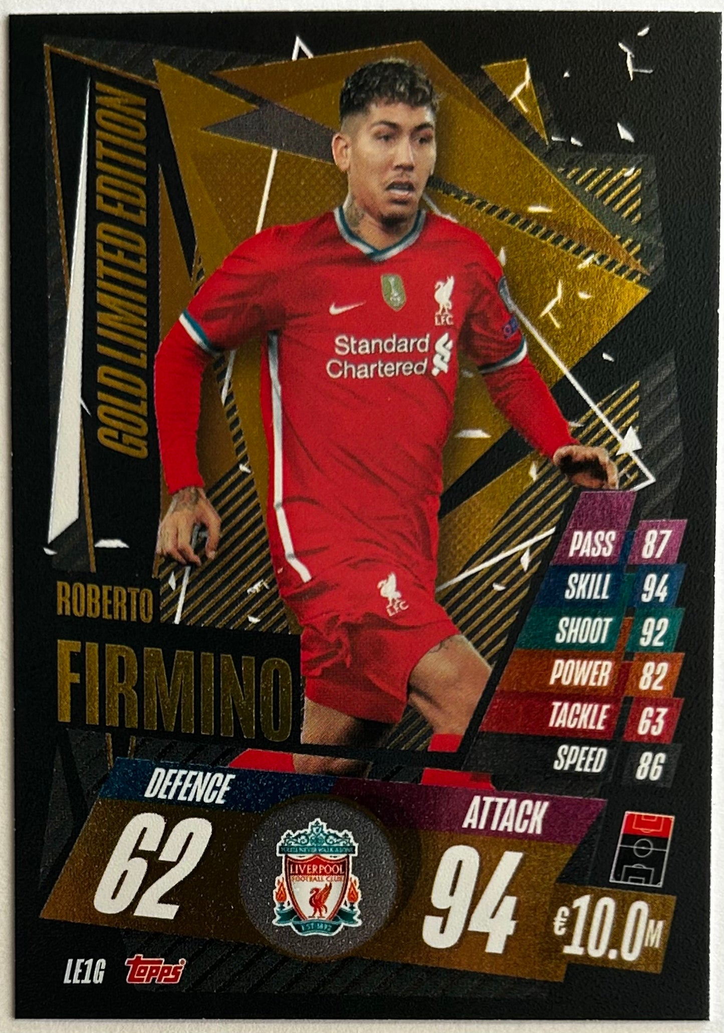 Topps 2020-21 Match Attax UEFA Champions League - ROBERTO FIRMINO (LIVERPOOL) Gold Limited Edition LE1G