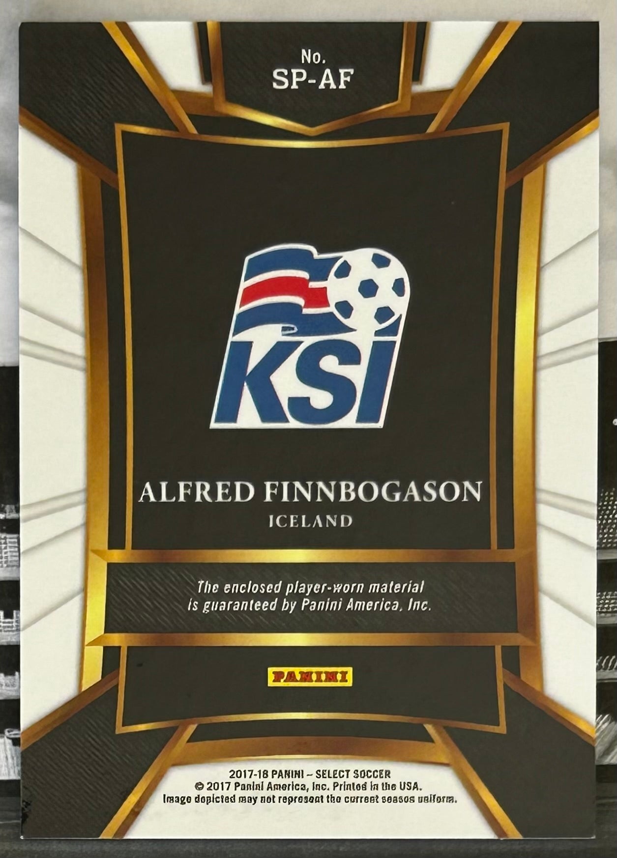 2017-18 Panini Select Soccer - ALFRED FINNBOGASON (ICELAND) Sparks Player-Worn Patch SP-AF