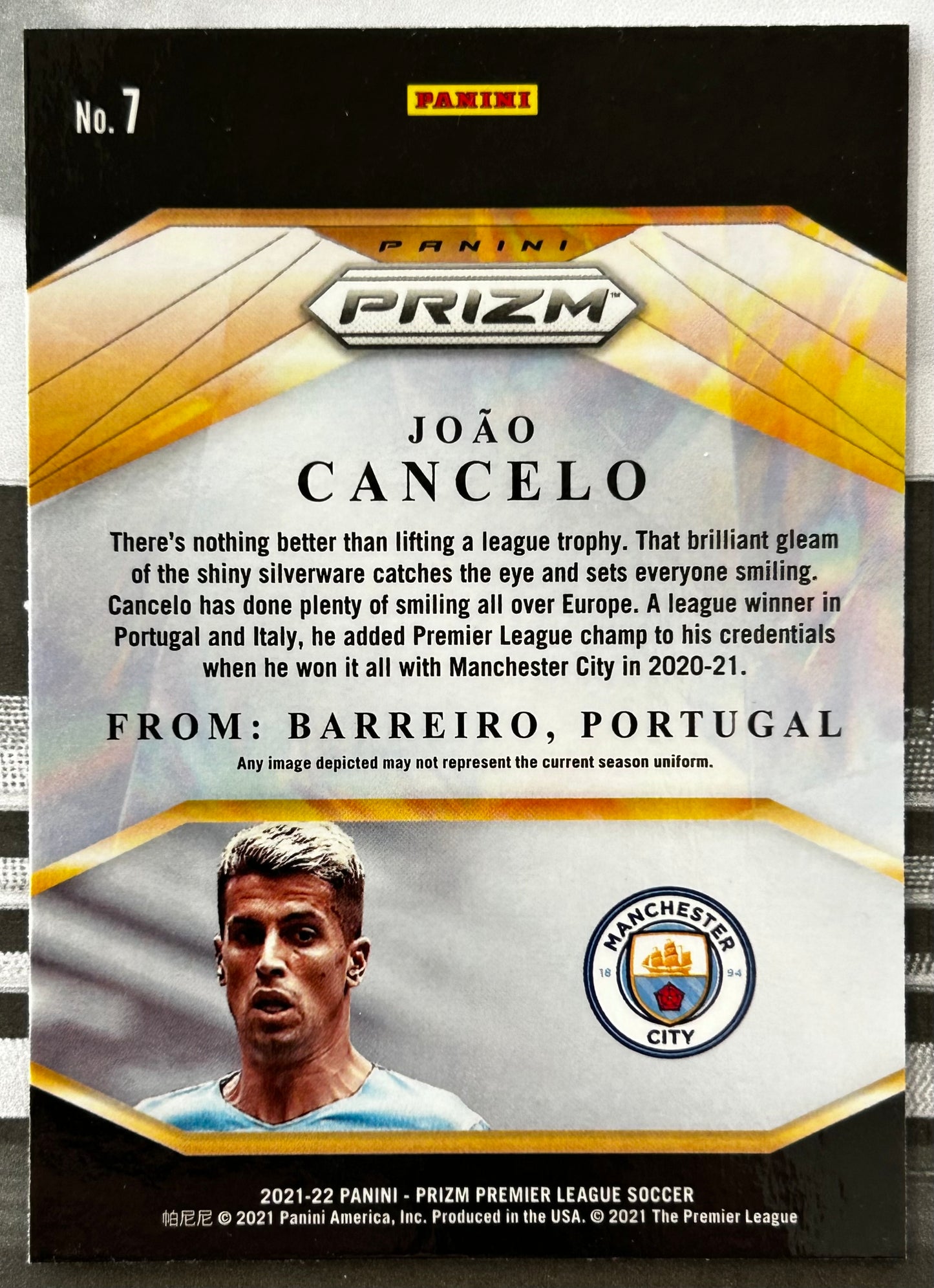 2021-22 Panini Prizm Premier League Soccer - JOAO CANCELO (MANCHESTER CITY) Brilliance #7