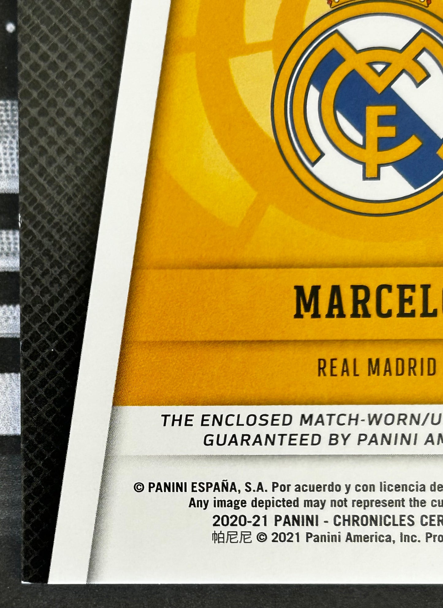 2020-21 Panini Chronicles Certified La Liga Soccer - MARCELO (REAL MADRID) Fabric of the Game FG-M /500