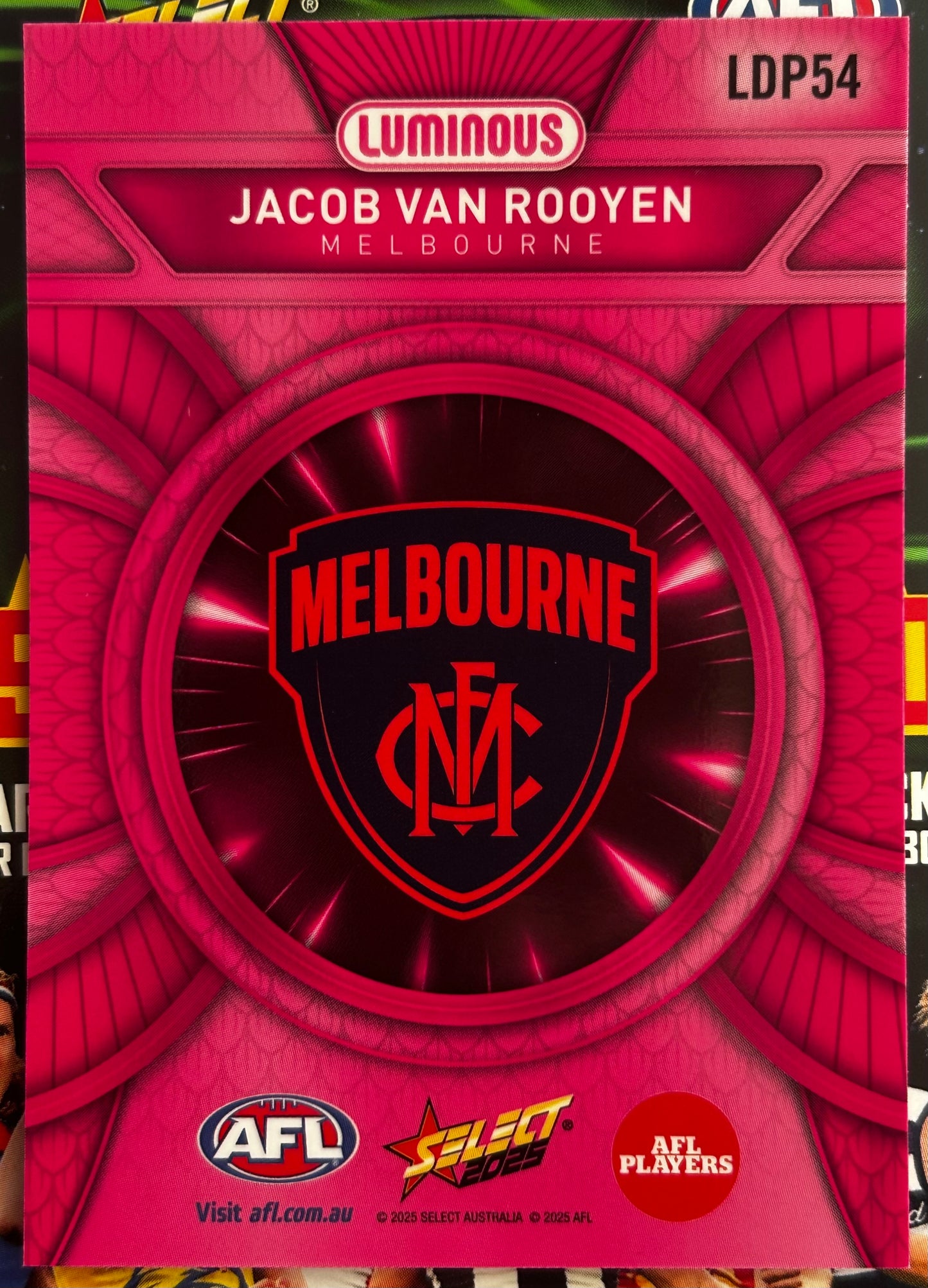 Select AFL 2025 Footy Stars - JACOB VAN ROOYEN (MELBOURNE) Pink Dragon Scales LDP54