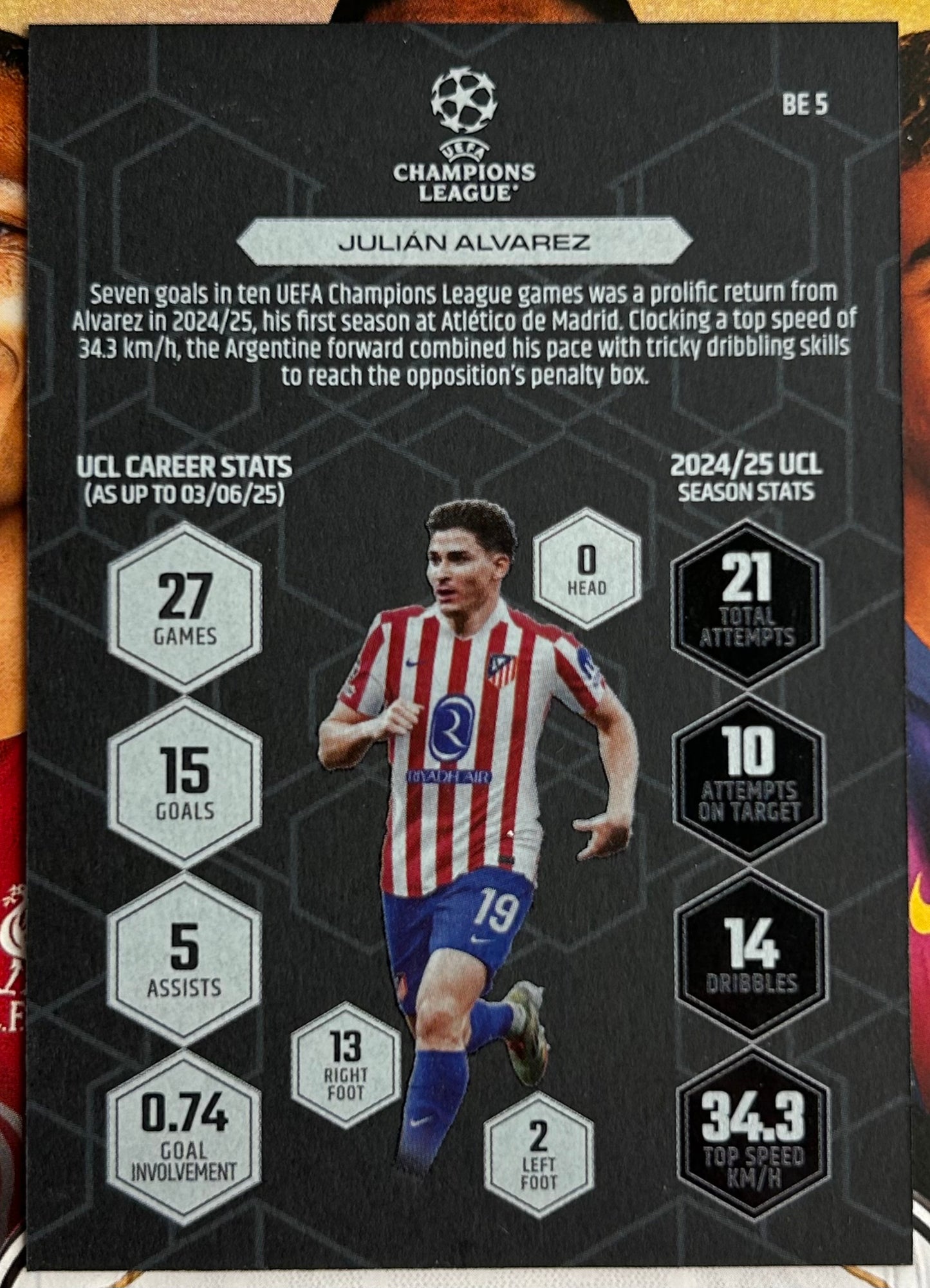 2025-26 Topps UCC Match Attax - JULIAN ALVAREZ (ATLETICO DE MADRID) Black Edge BE5