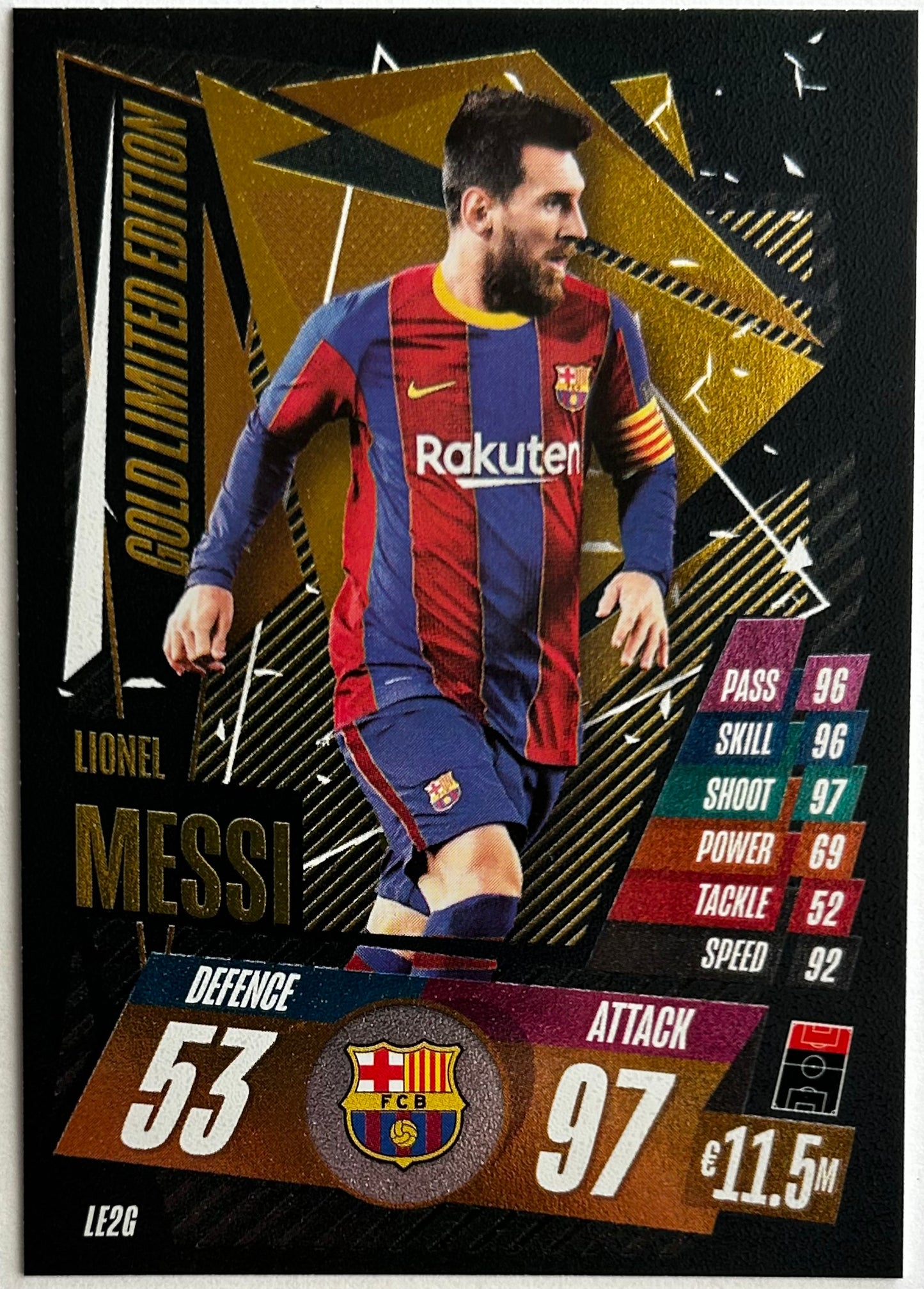 Topps 2020-21 Match Attax UEFA Champions League - LIONEL MESSI (FC BARCELONA) Gold Limited Edition LE2G
