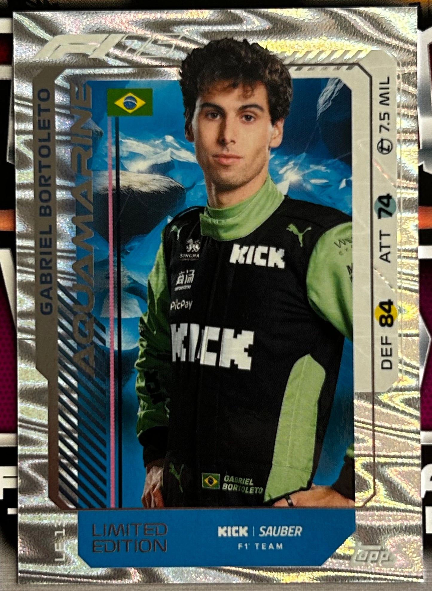 Topps F1 Turbo Attax 2025 - GABRIEL BORTOLETO (KICK SAUBER) Aquamarine Limited Edition LE13
