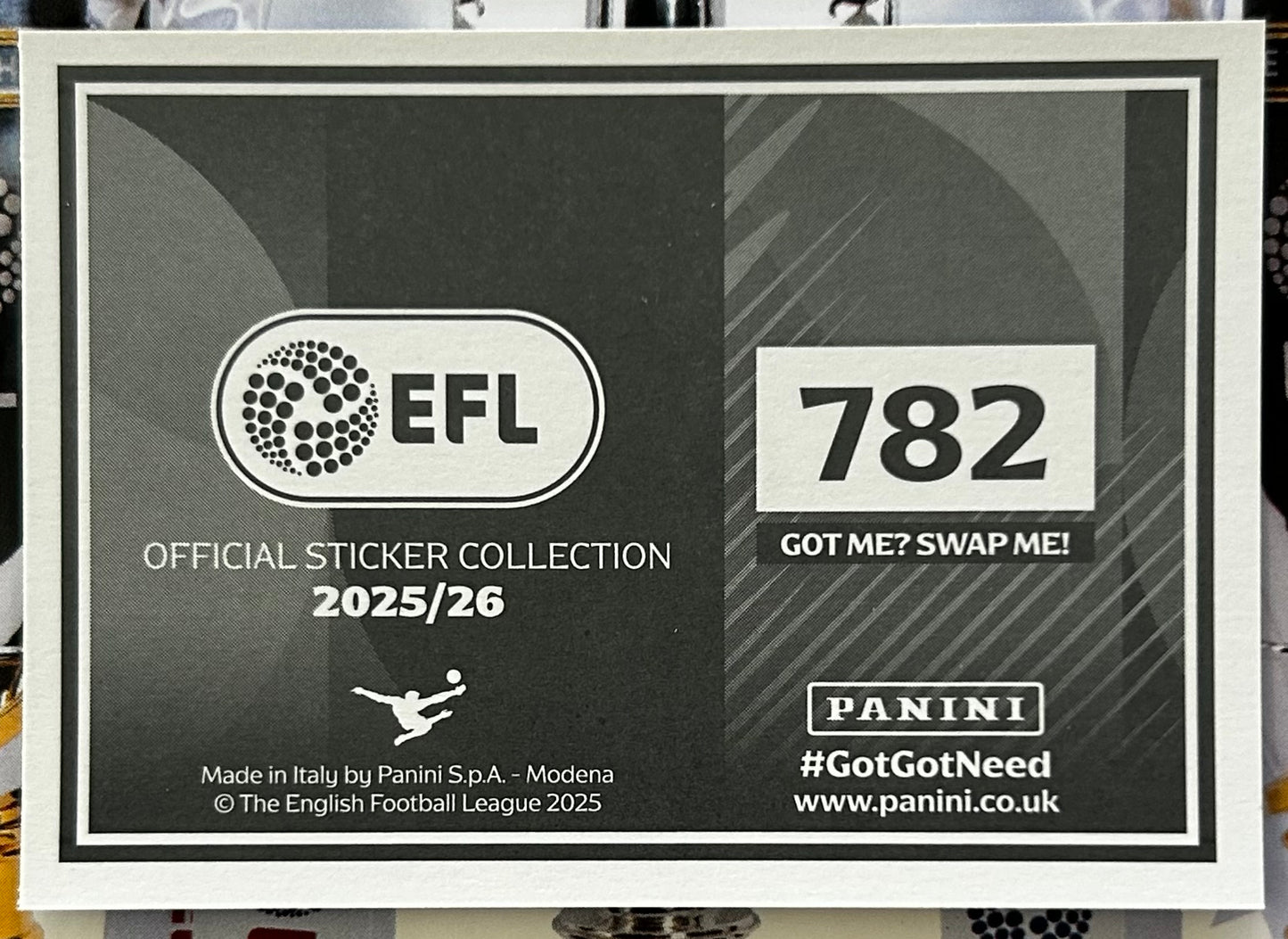 Panini EFL 2025-26 Sticker Collection - CLUB CREST (WALSALL FC) #782