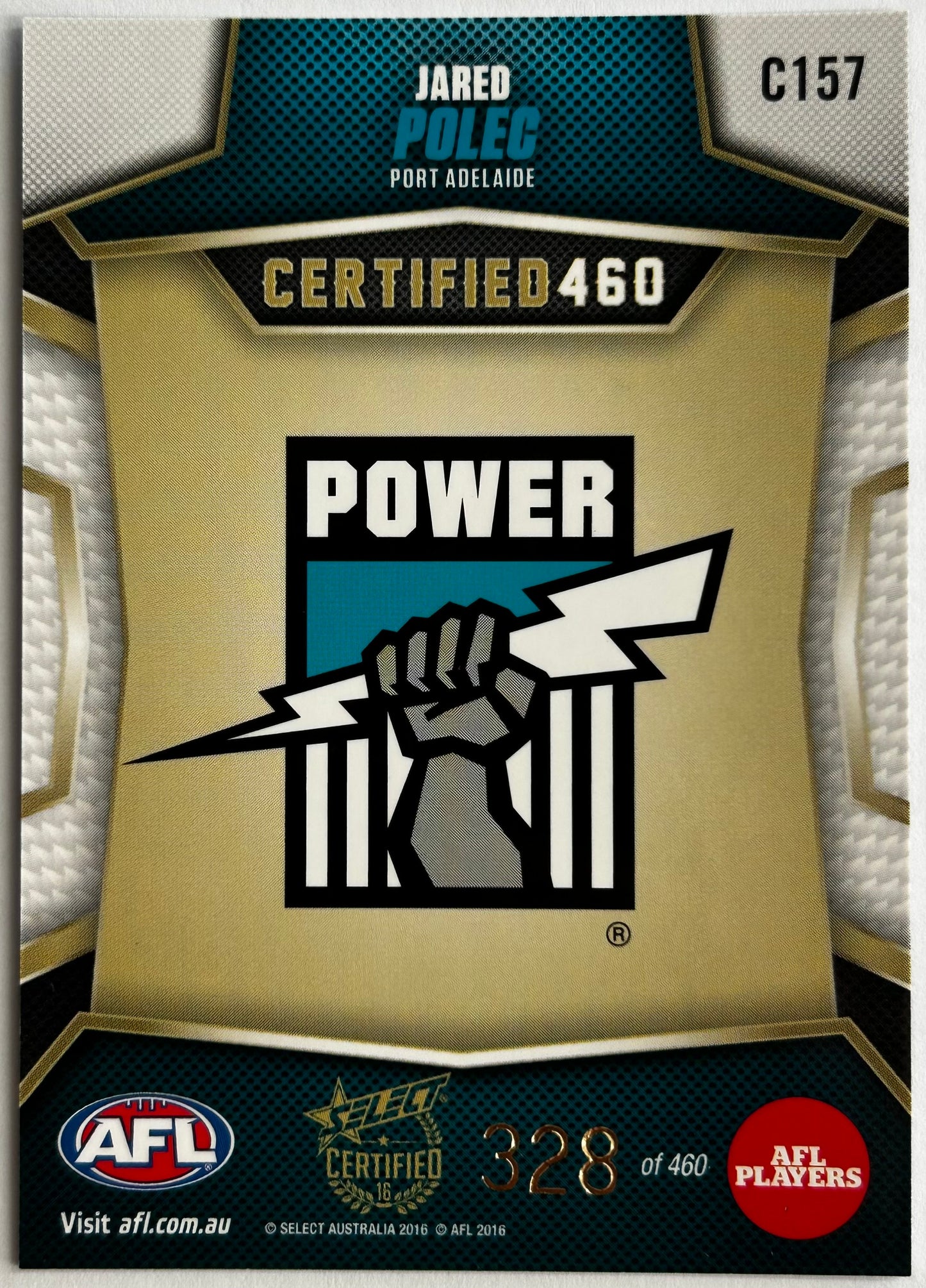 Select AFL 2016 Certified - JARED POLEC (PORT ADELAIDE) Certified 460 C157