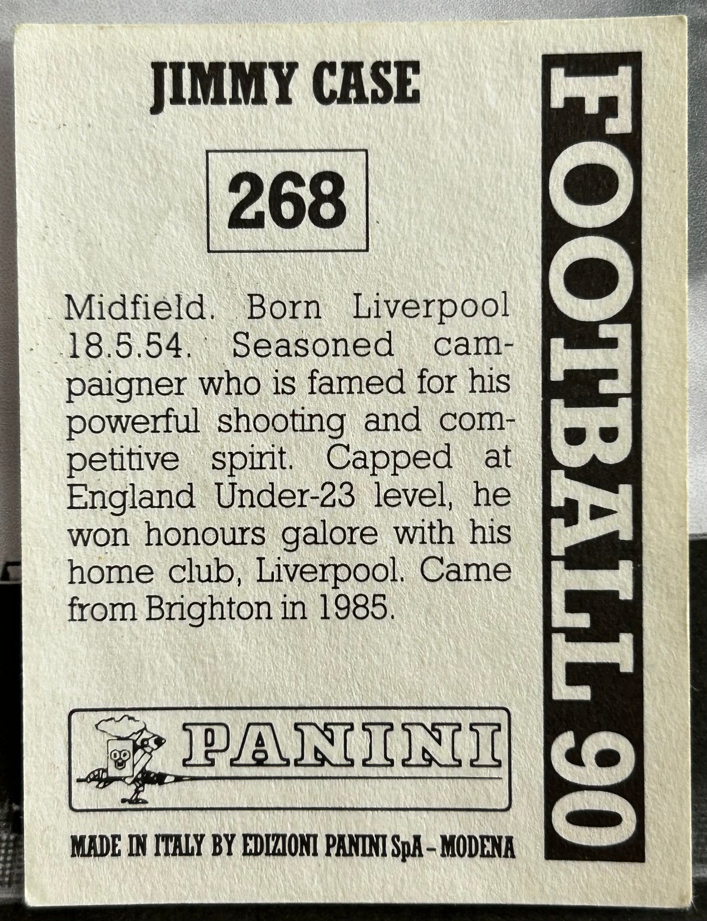 Panini Football 90 Sticker - JIMMY CASE (SOUTHAMPTON) #268