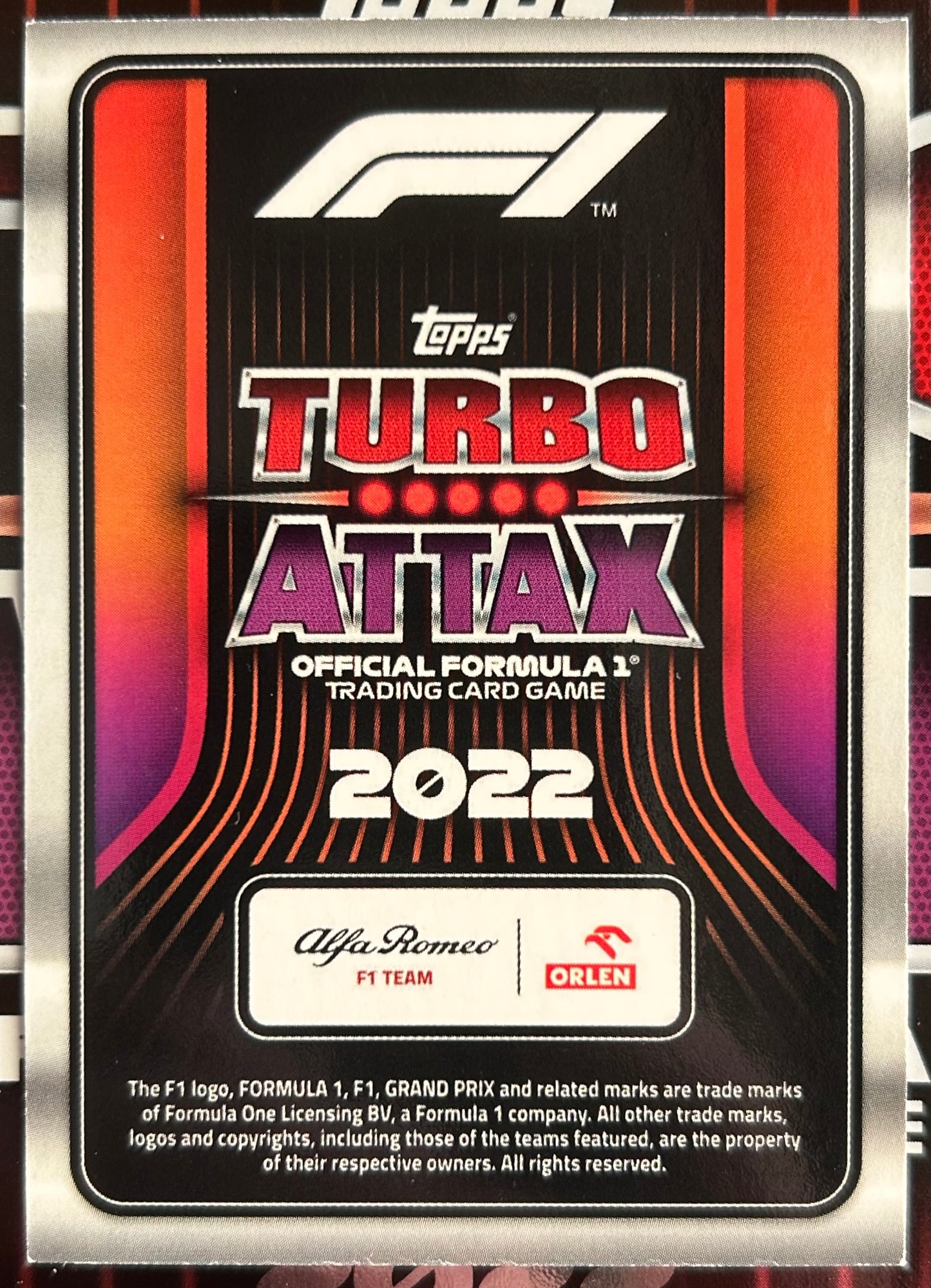 Topps F1 Turbo Attax 2022 - VALTTERI BOTTAS (ALFA ROMEO) Gold Limited Edition LE16G