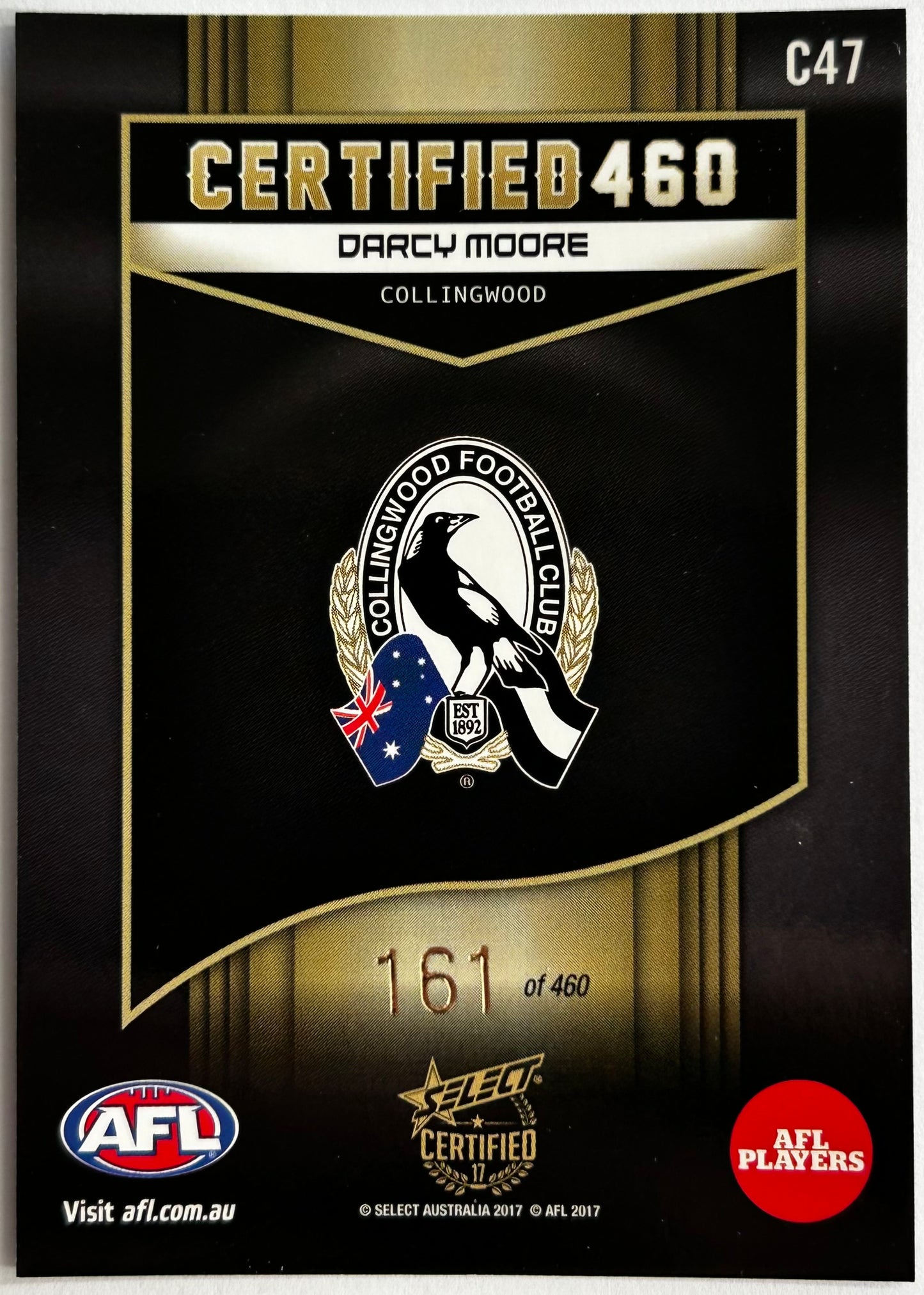 Select AFL 2017 Certified - DARCY MOORE (COLLINGWOOD) Certified 460 C47