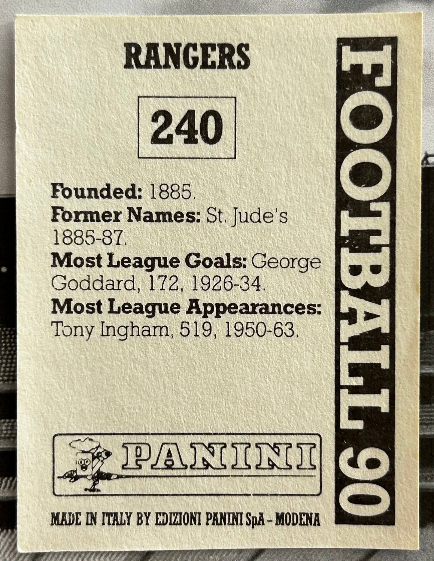 Panini Football 90 Sticker - TEAM PHOTO (QPR) #240