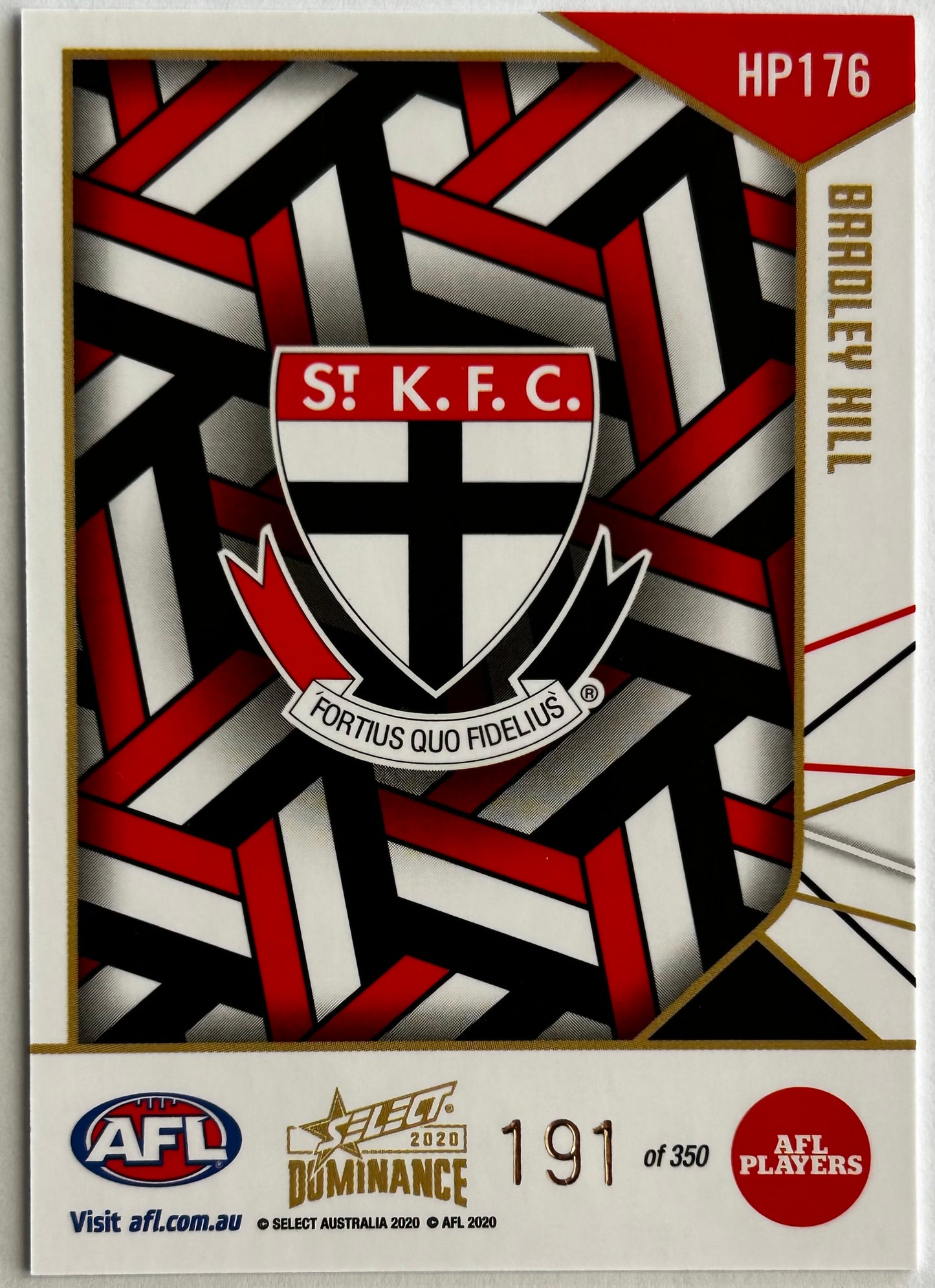 2020 AFL Select Dominance - BRADLEY HILL (ST KILDA) Holographic Parallel HP176 /350