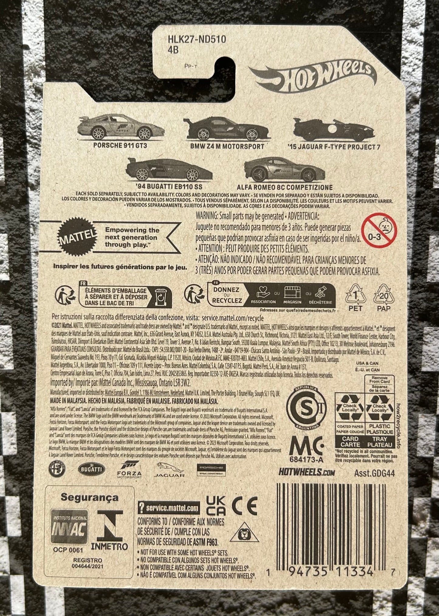 Mattel Hot Wheels Diecast 1:64 - '15 Jaguar F-Type Project 7 3/5 Forza series