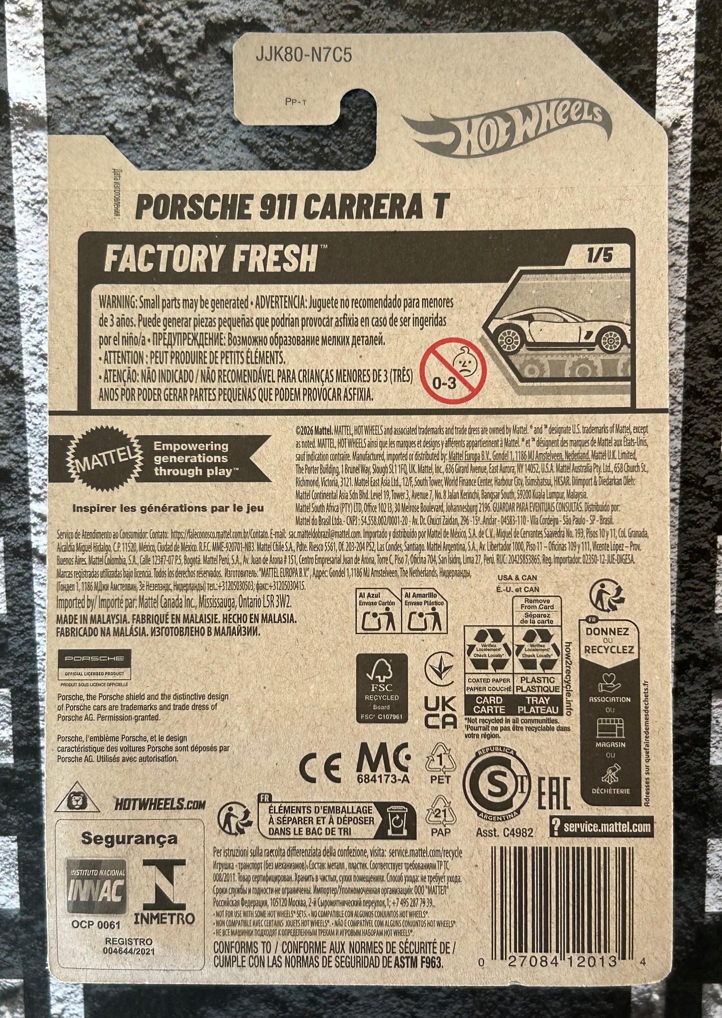 Mattel Hot Wheels Diecast Basic 1:64 - Porsche 911 Carrera T Factory Fresh (2026)