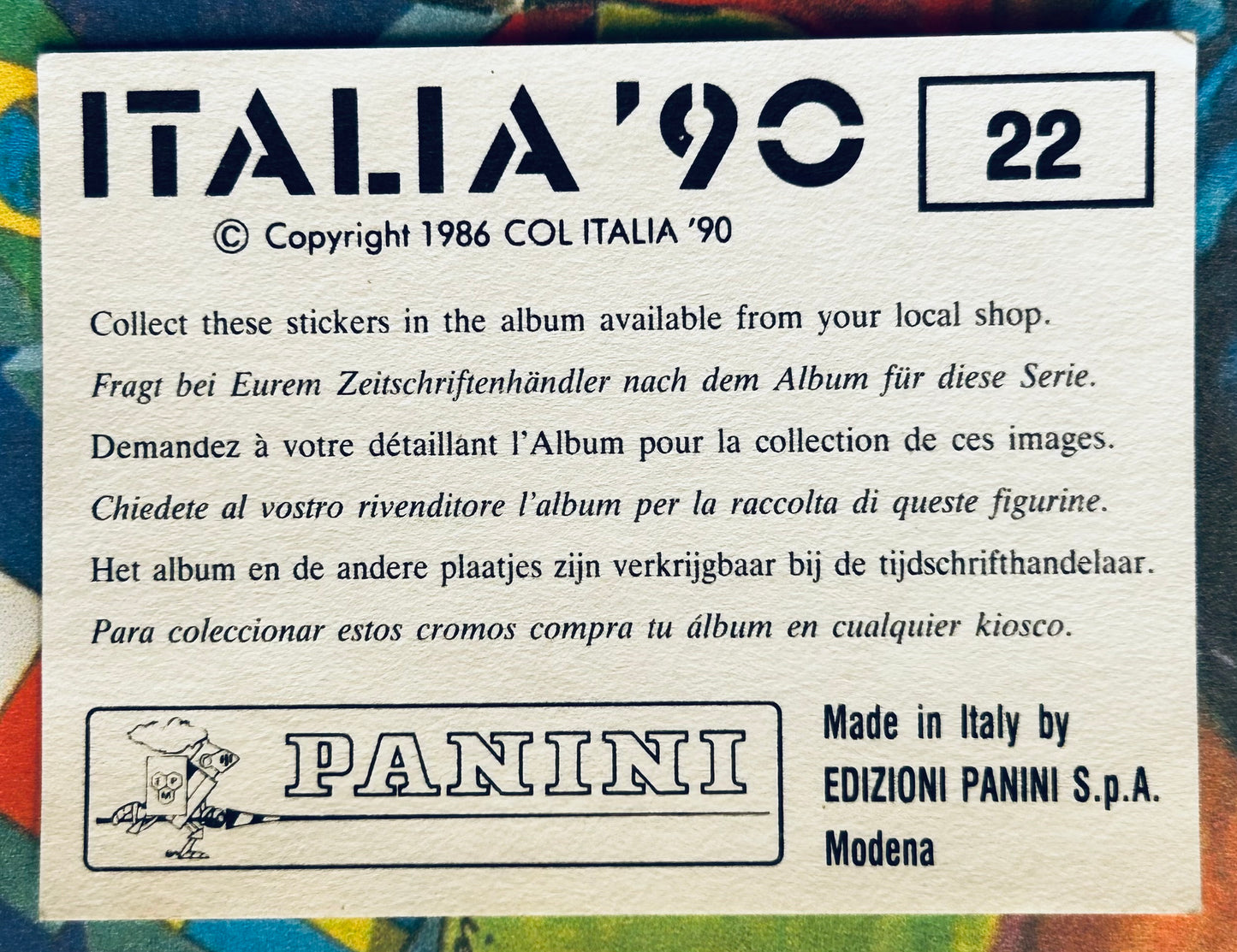 Panini FIFA World Cup Italia 90 Sticker - GENOVA STADIO LUIGI FERRARIS #22