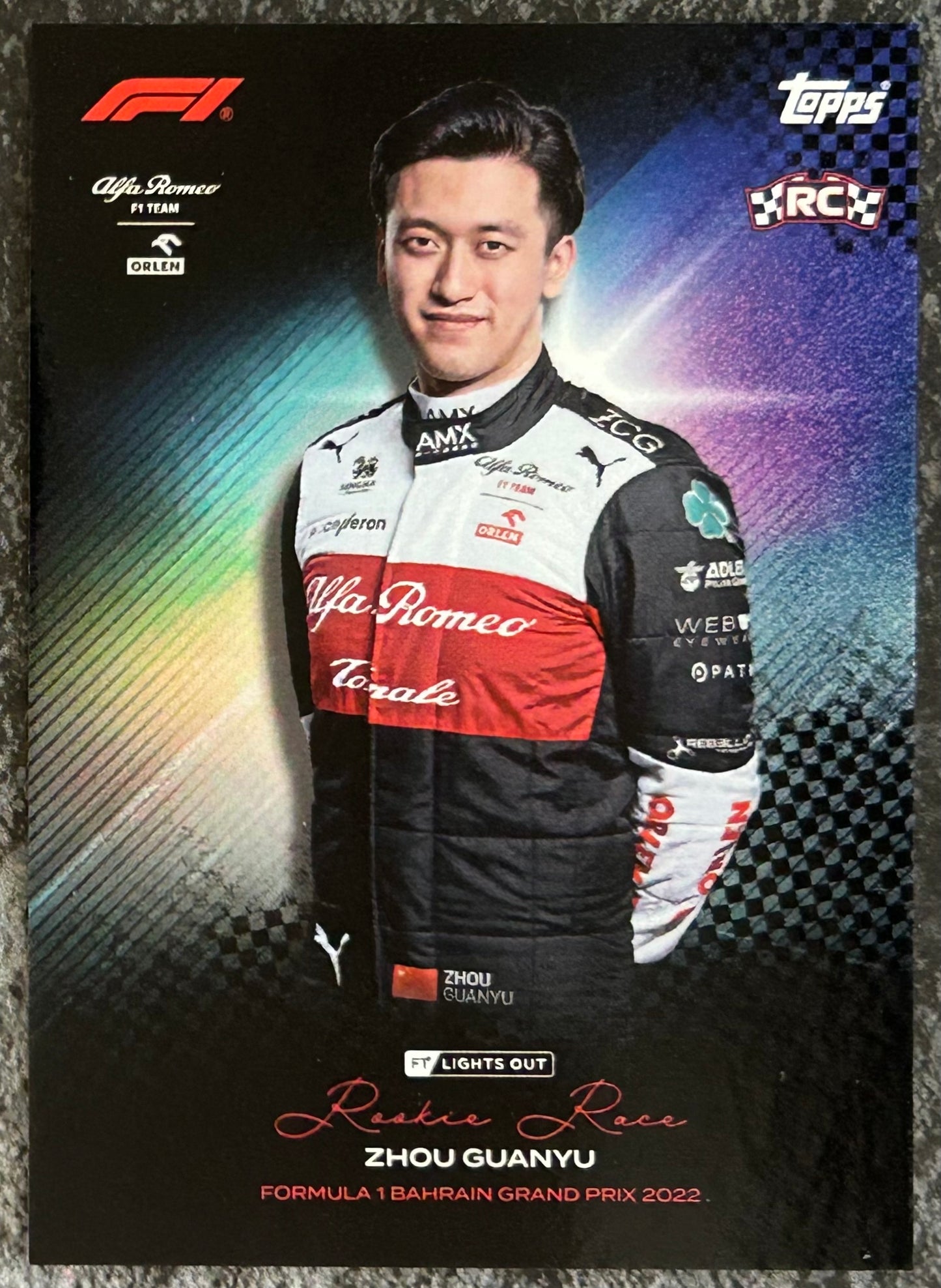 2022 Topps F1 Lights Out - ZHOU GUANYU (ALFA ROMEO ORLEN F1 TEAM) RC Rookie Race - Bahrain