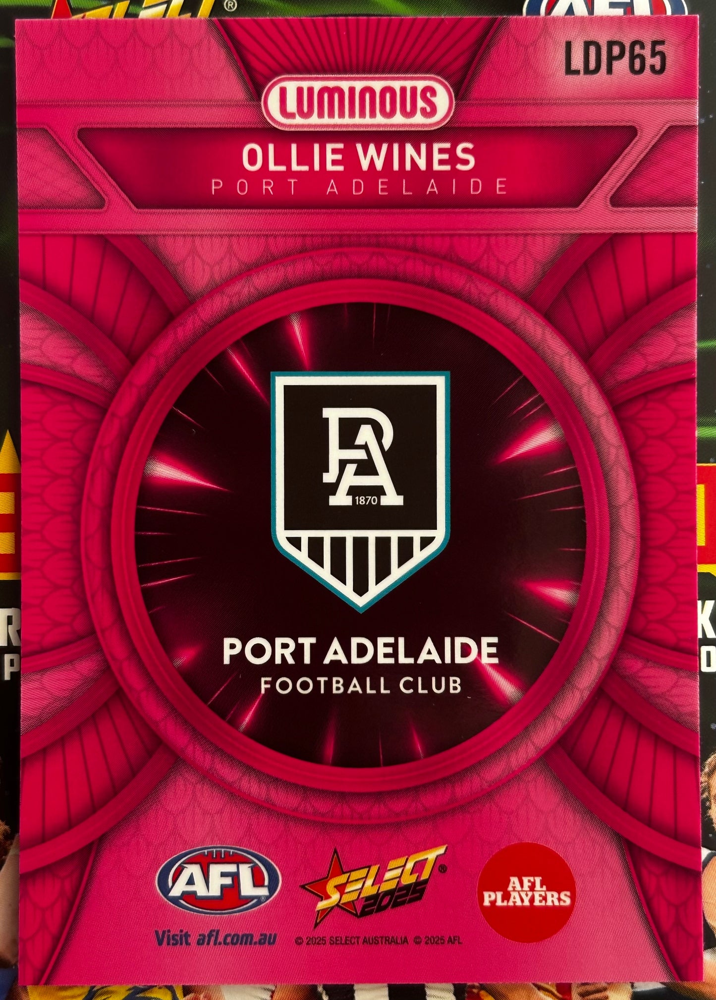 Select AFL 2025 Footy Stars - OLLIE WINES (PORT ADELAIDE) Pink Dragon Scales LDP65