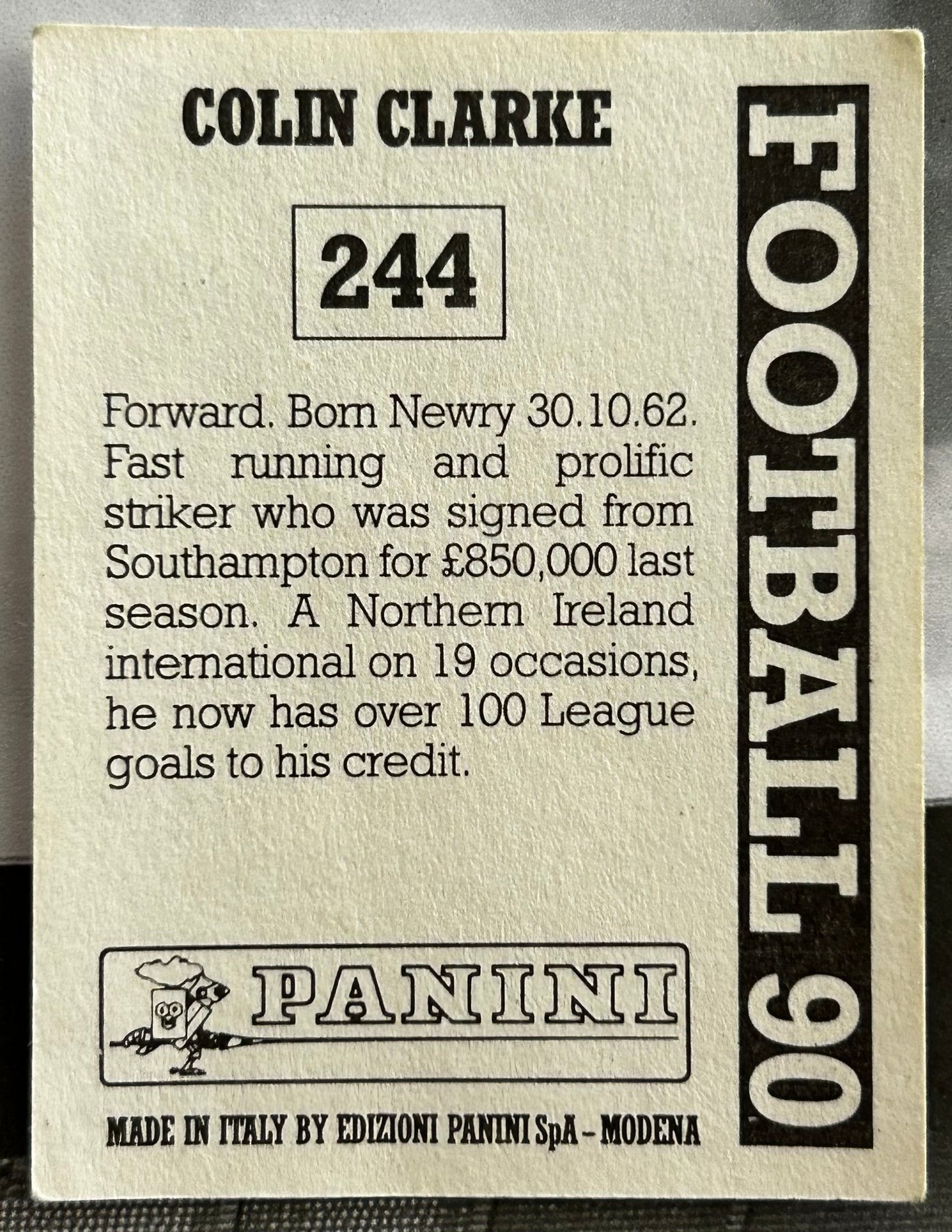 Panini Football 90 Sticker - COLIN CLARKE (QPR) #244