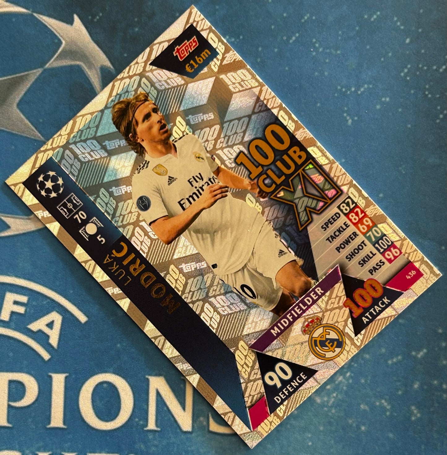 Topps Match Attax UEFA Champions League 2018-19 - LUKA MODRIC (REAL MADRID) 100 Club Foil Insert #436