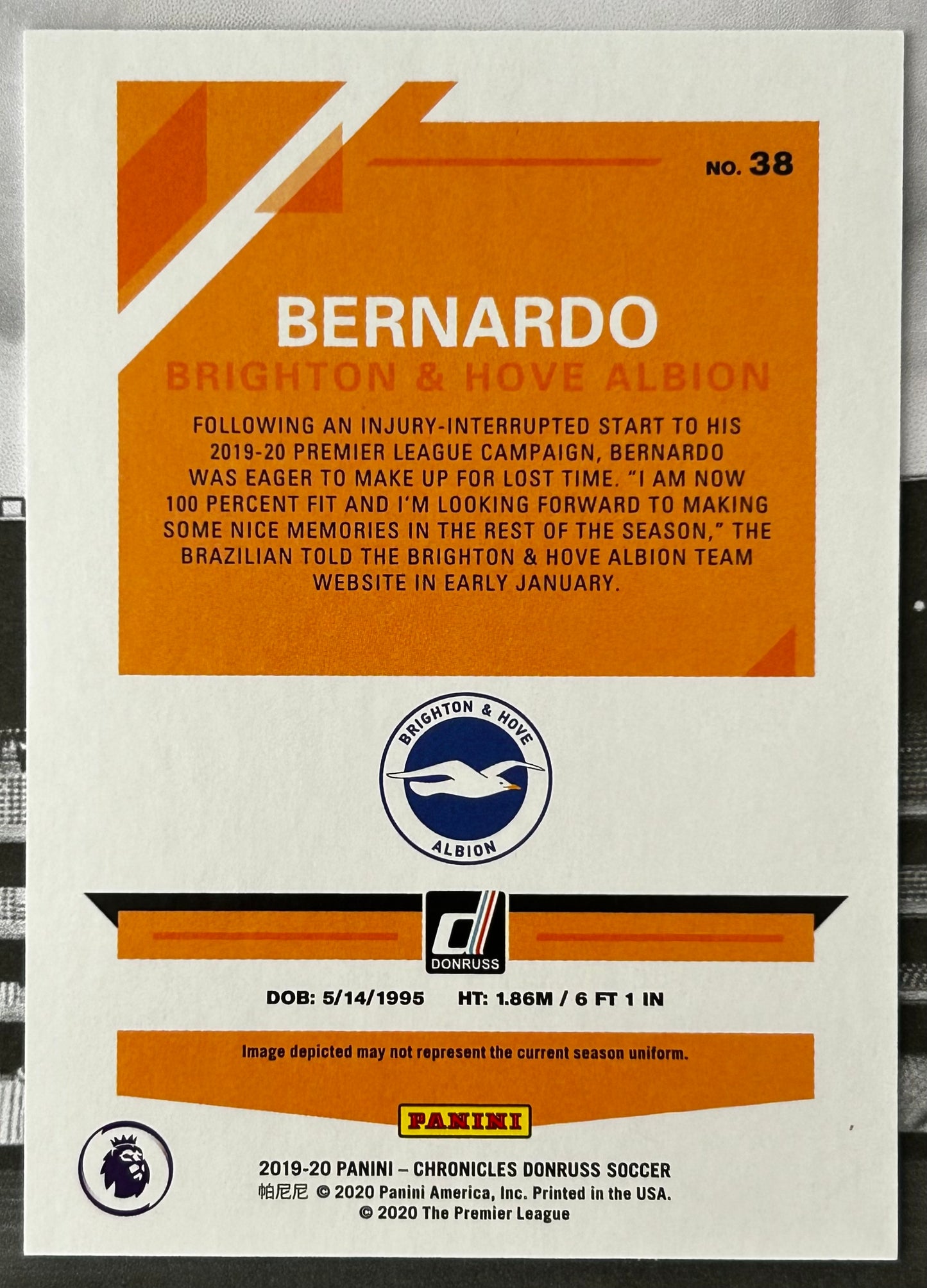 2019-20 Panini Chronicles Donruss Soccer - BERNARDO (BRIGHTON) Press Proof Rated Rookie Red Laser #38 /99