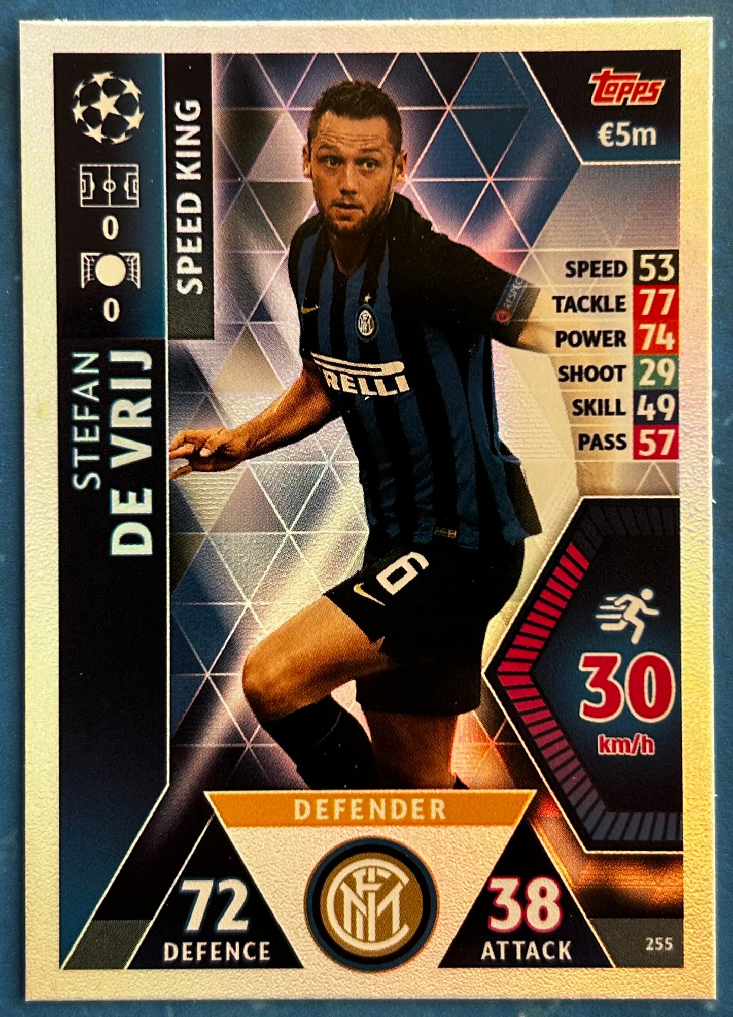Topps Match Attax UEFA Champions League 2018-19 - STEFAN DE VRIJ (INTER MILAN) Speed King Foil Insert #255
