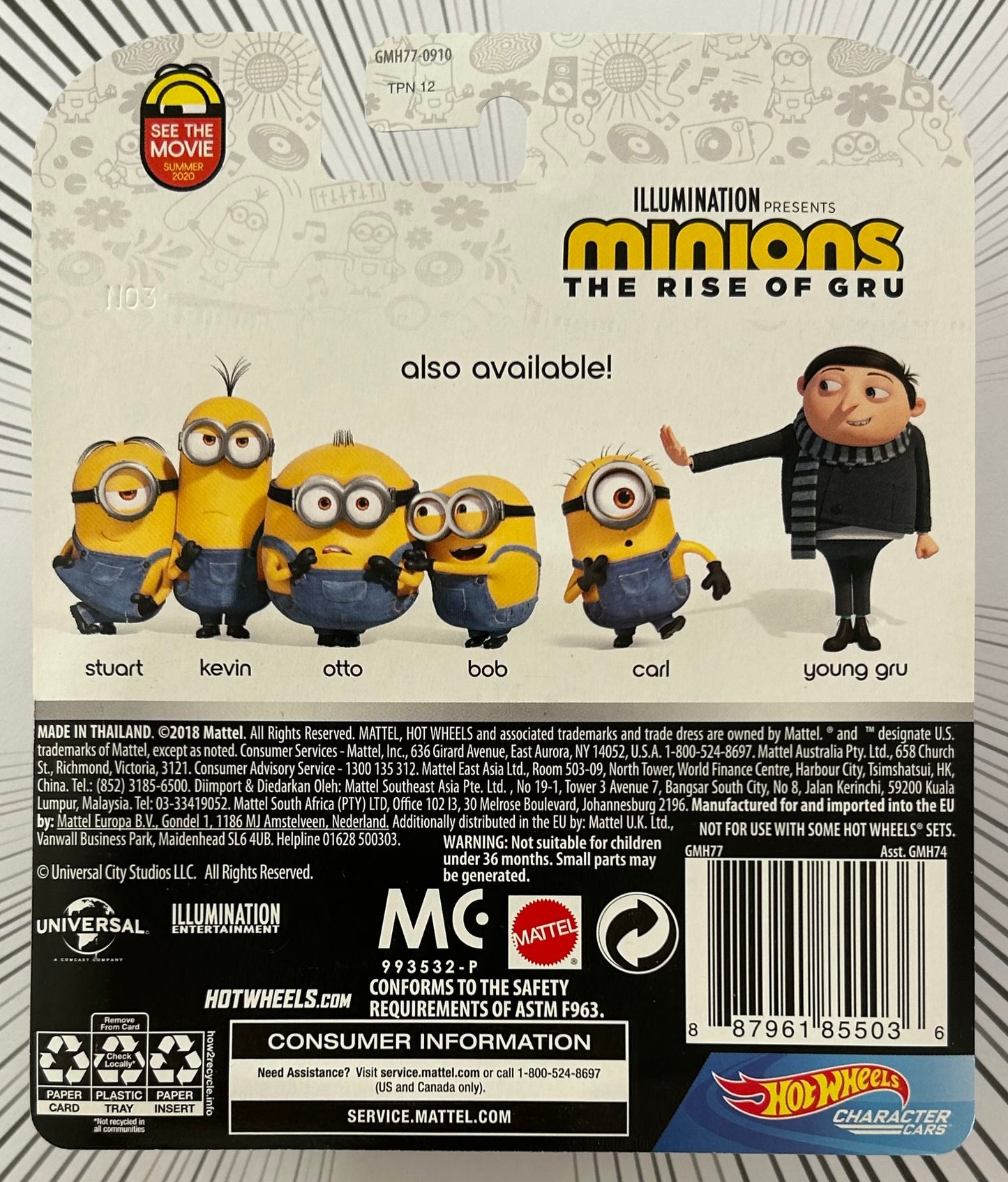 Mattel Hot Wheels Diecast Character Cars 1:64 - Otto Minions: The Rise of Gru 3/6