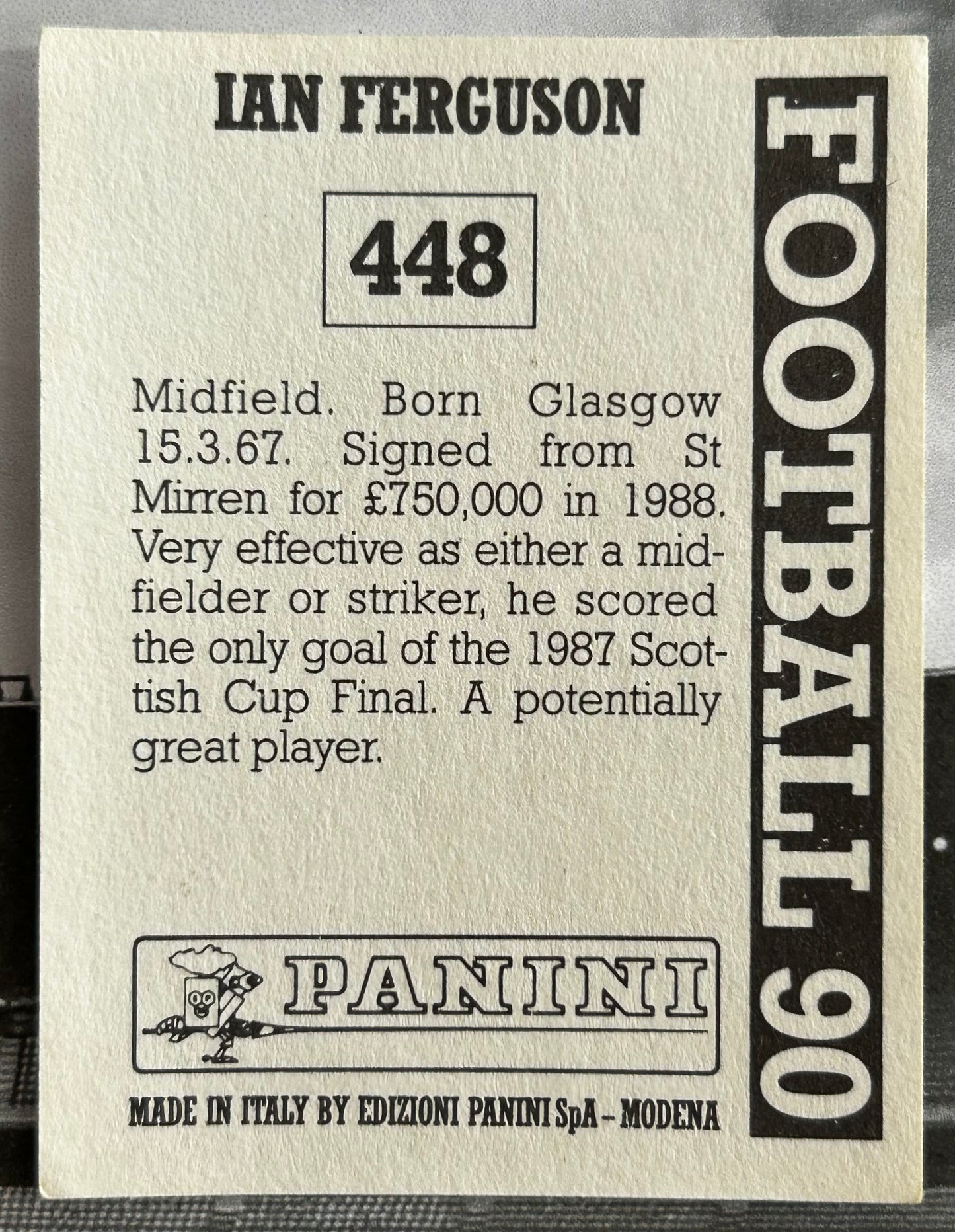 Panini Football 90 Sticker - IAN FERGUSON (RANGERS) #448