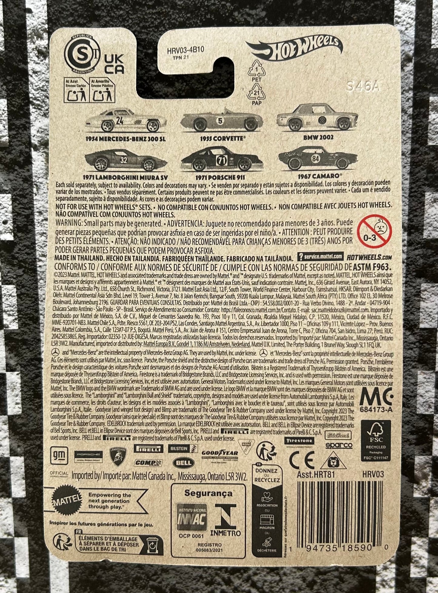 Mattel Hot Wheels Diecast 1:64 - 1971 Lamborghini Miura SV 4/6 Vintage Racing Club series