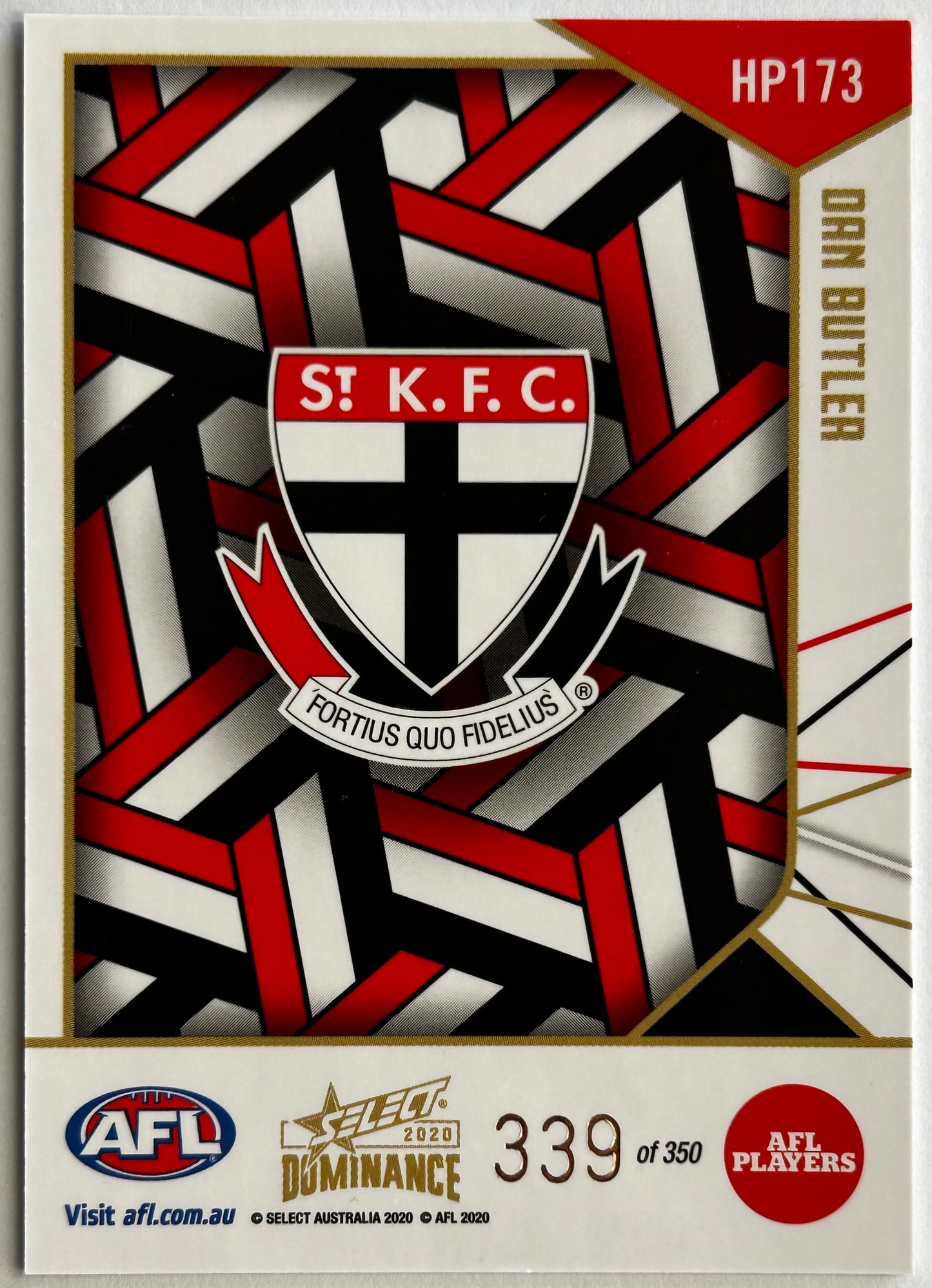 2020 AFL Select Dominance - DAN BUTLER (ST KILDA) Holographic Parallel HP173 /350