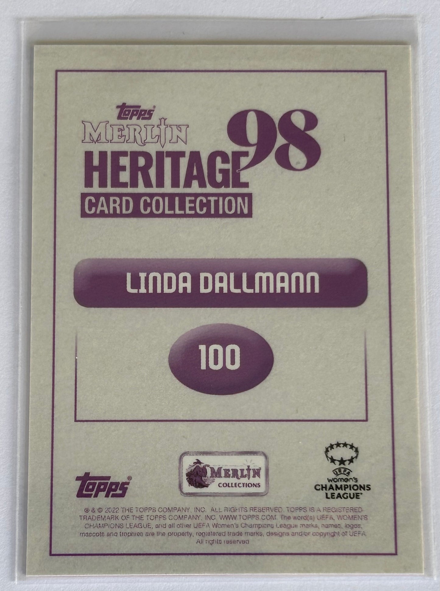 2022-23 Topps Merlin Heritage 98 UEFA - LINDA DALLMANN (BAYERN MUNICH) #100