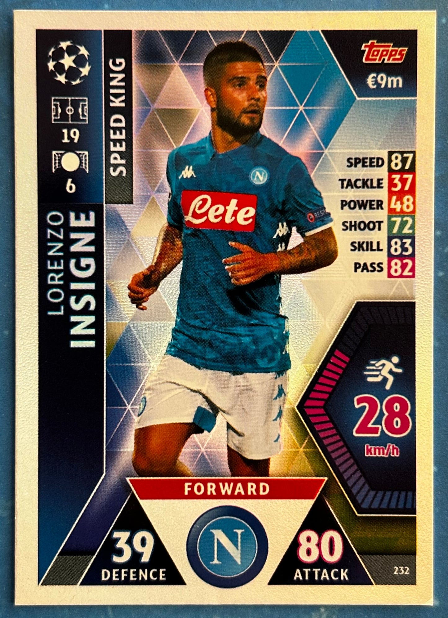 Topps Match Attax UEFA Champions League 2018-19 - LORENZO INSIGNE (NAPOLI) Speed King Foil Insert #232